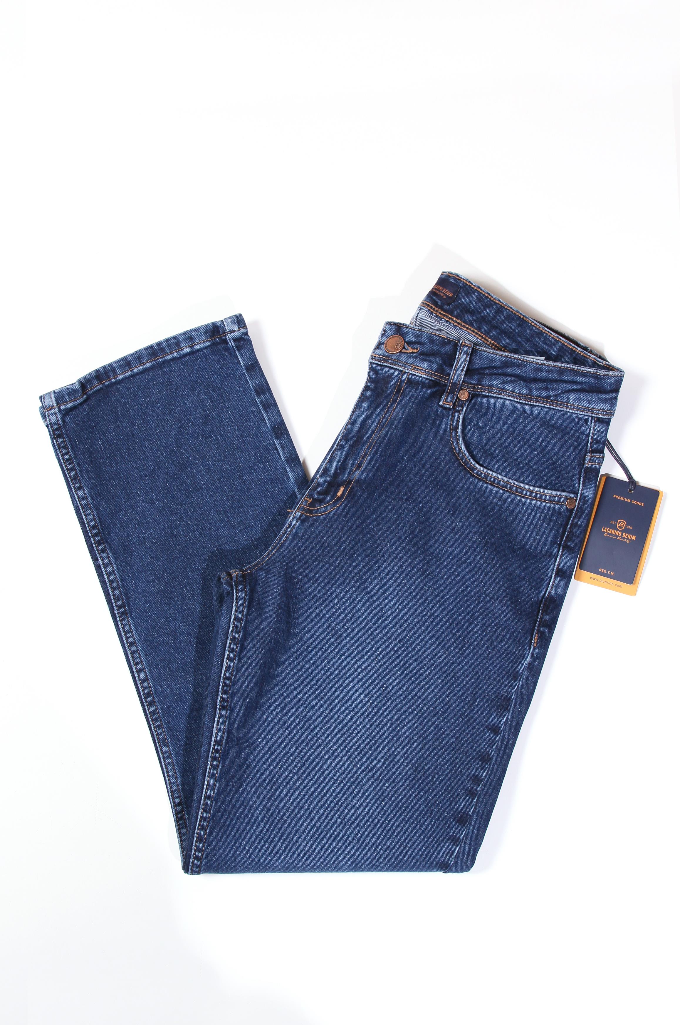 LACARINOYüksek Bel Boru Paça Charp Blue Jean Pantolon