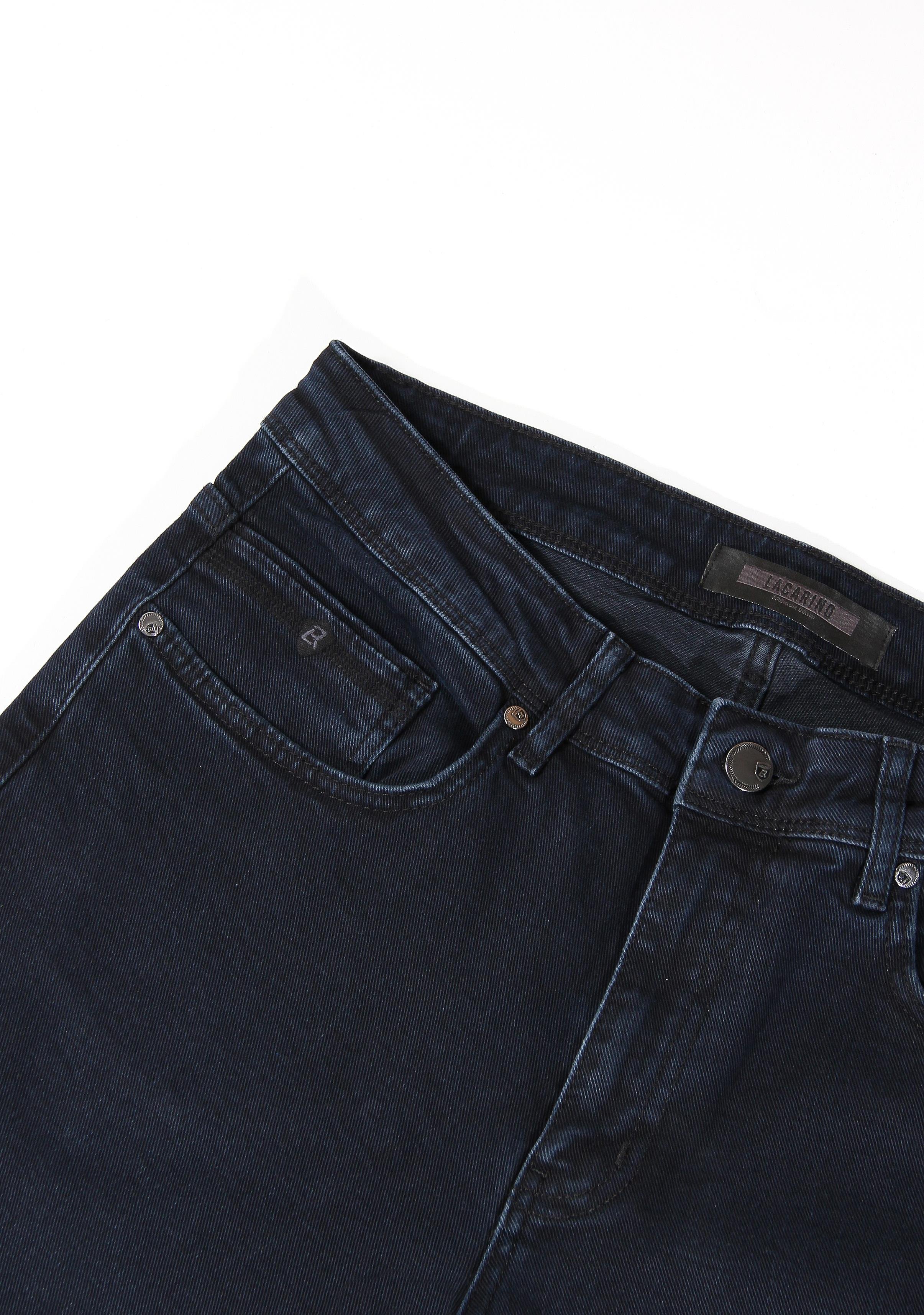 LACARINOErkek Yüksek Bel Yarım Boru Paça Blue Black Jean Pantolon