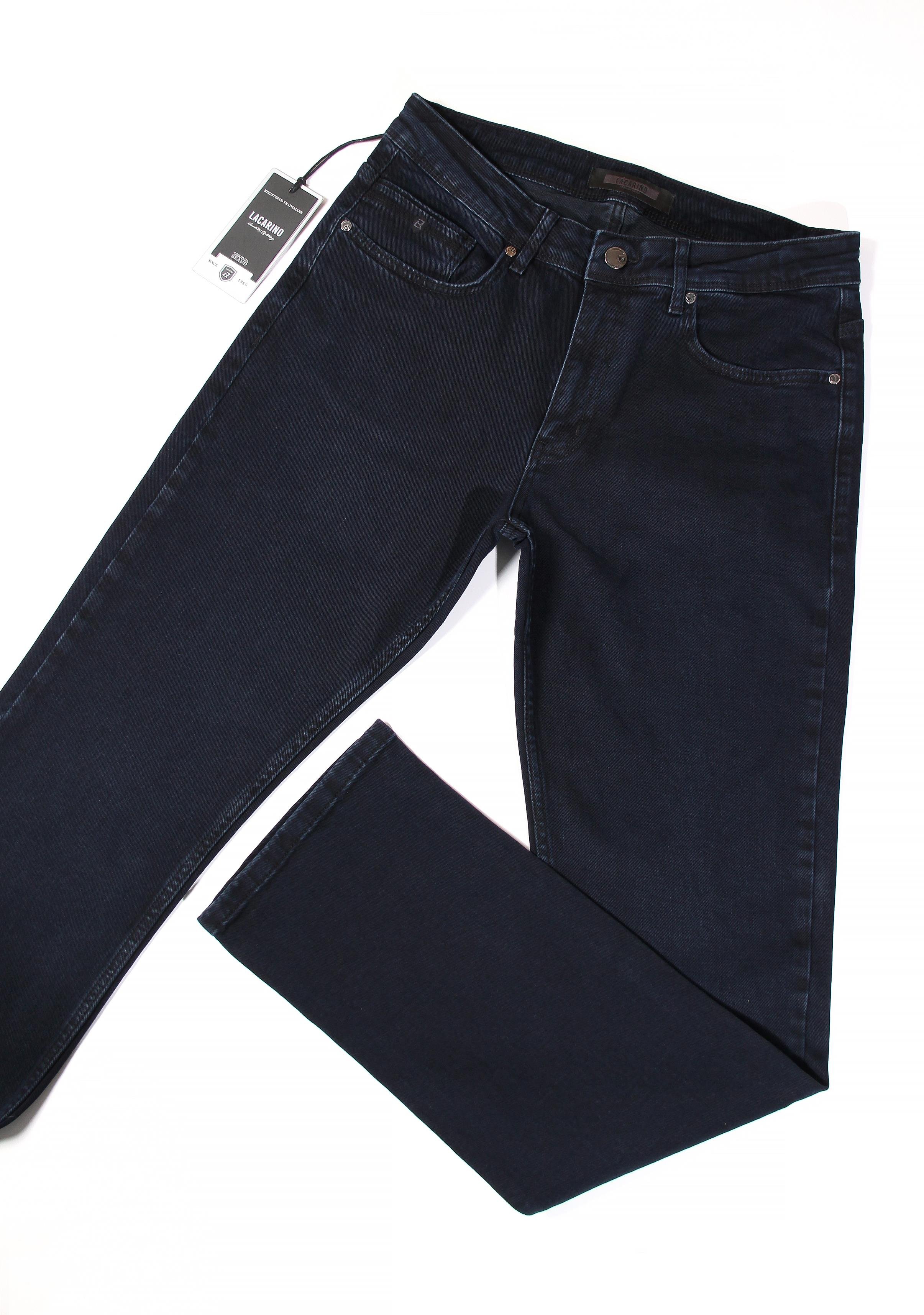 LACARINOErkek Yüksek Bel Yarım Boru Paça Blue Black Jean Pantolon