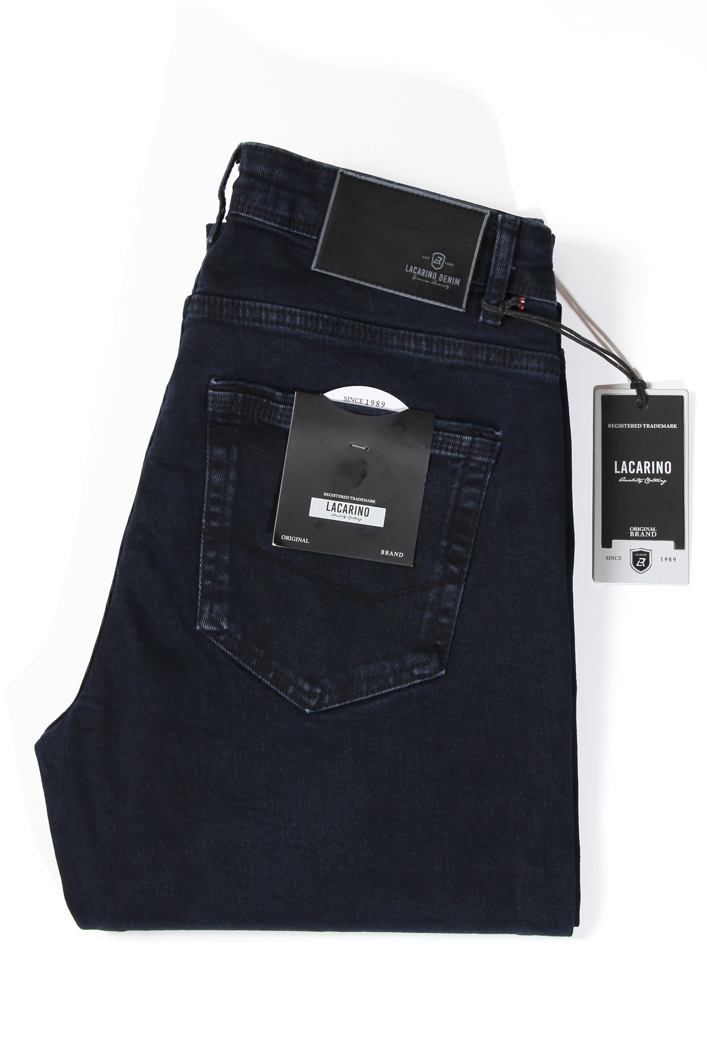 LACARINOErkek Yüksek Bel Yarım Boru Paça Blue Black Jean Pantolon