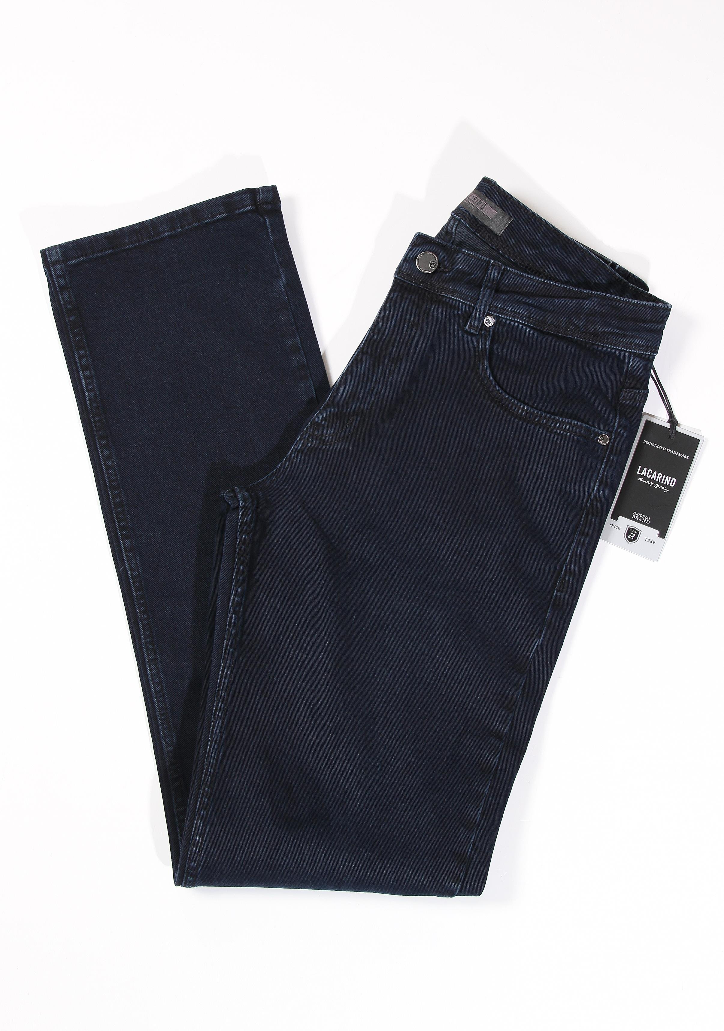 LACARINOErkek Yüksek Bel Yarım Boru Paça Blue Black Jean Pantolon