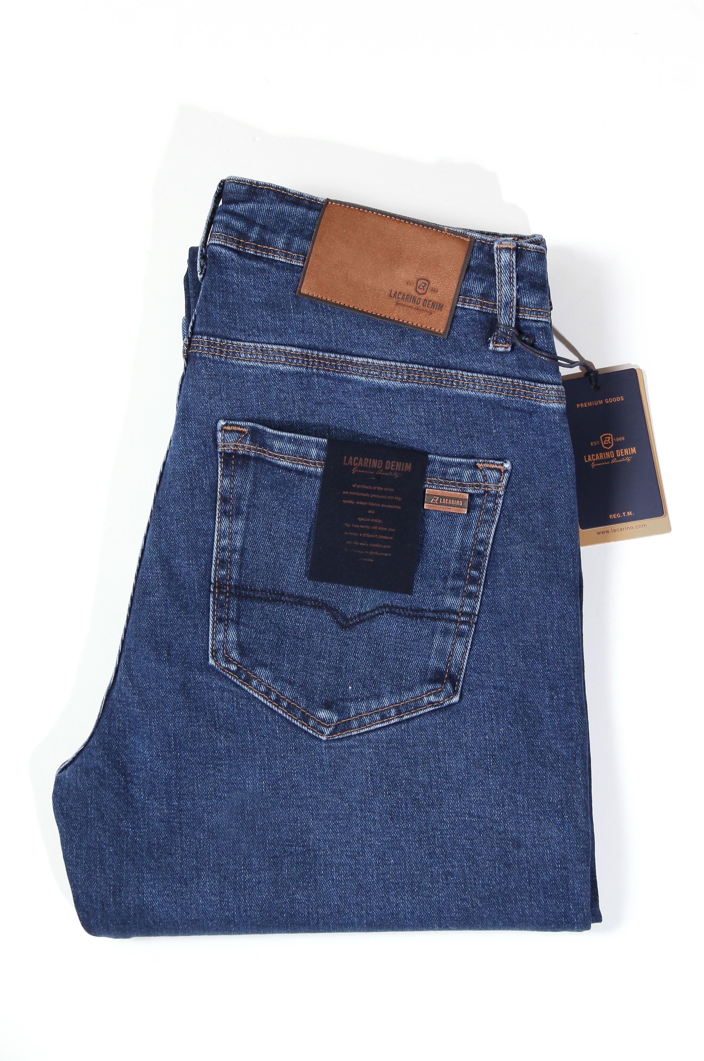 LACARINOYüksek Bel Boru Paça Charp Blue  Jean Pantolon