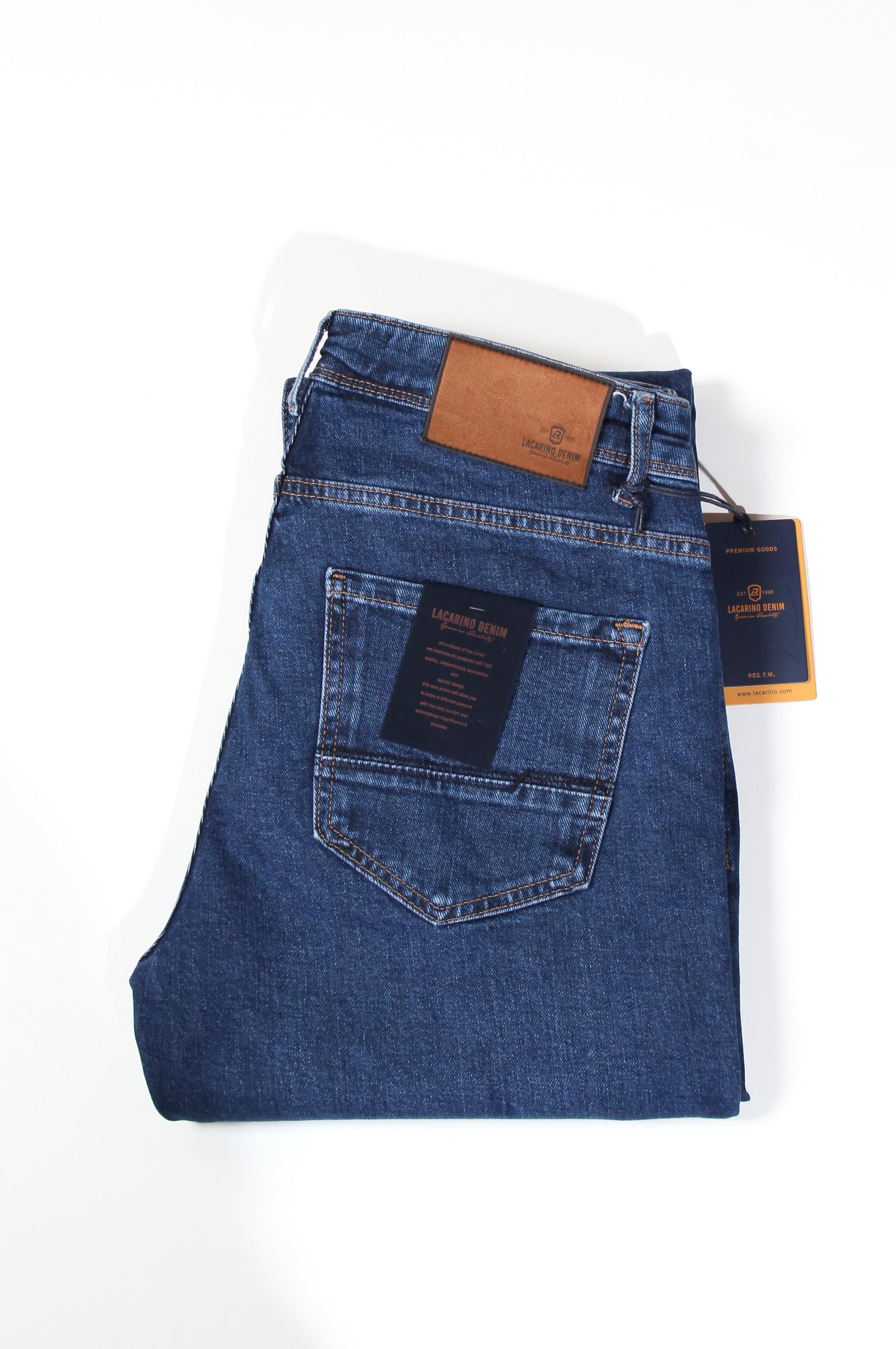 LACARINOErkek Yüksek Bel Yarım Boru Paça Charp Blue Jean Pantolon