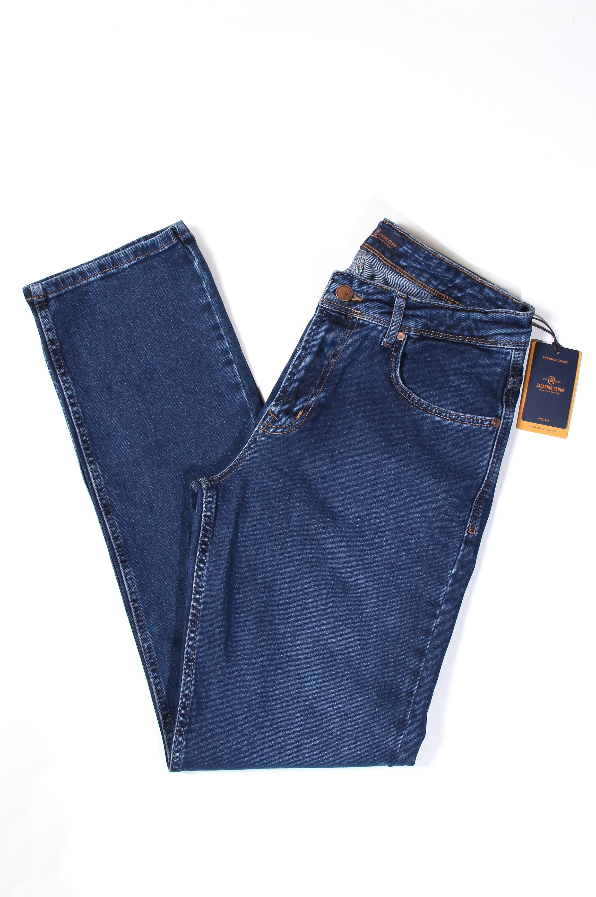 LACARINOErkek Yüksek Bel Yarım Boru Paça Charp Blue Jean Pantolon