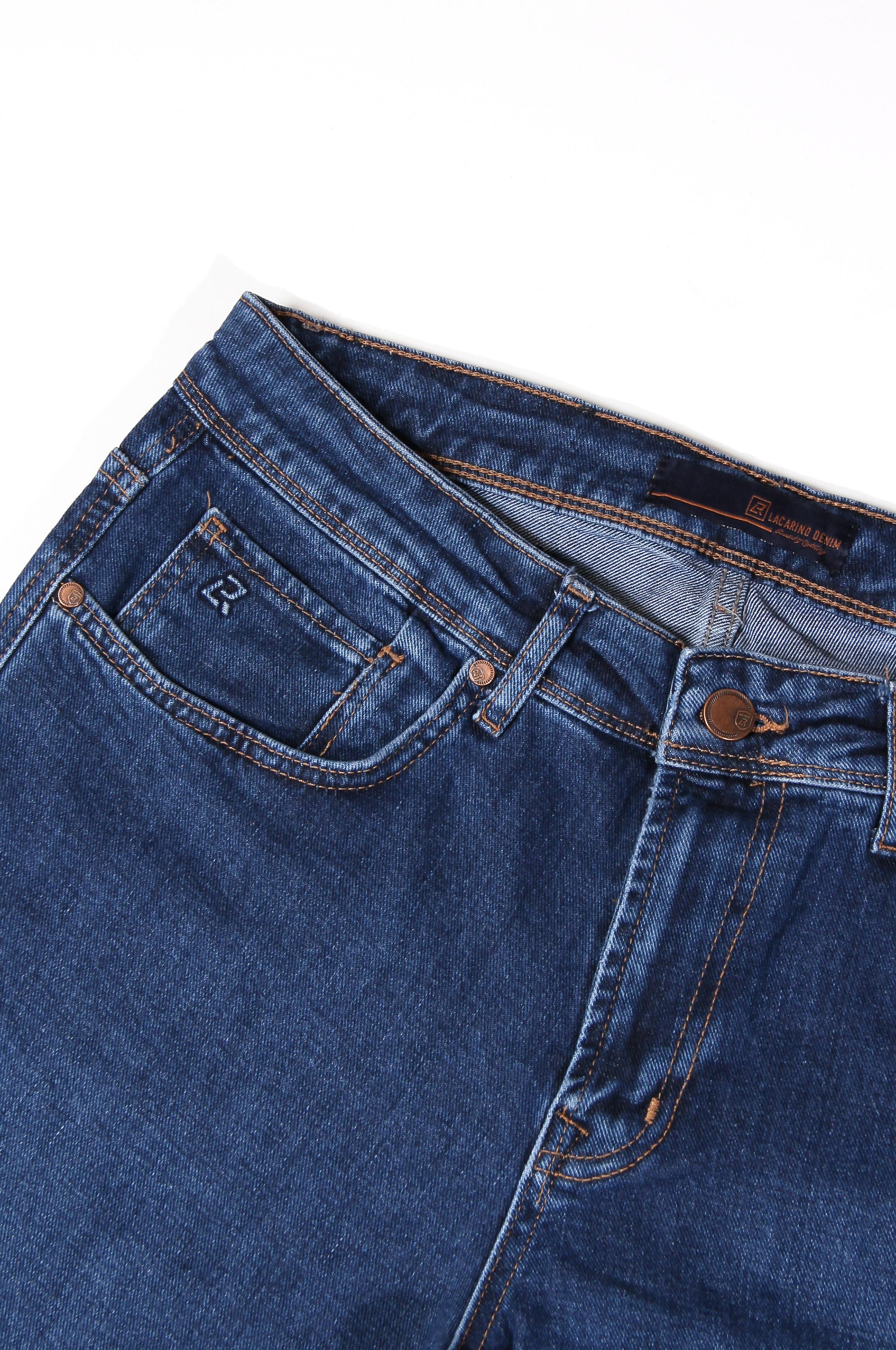 LACARINOErkek Yüksek Bel Yarım Boru Paça Charp Blue Jean Pantolon