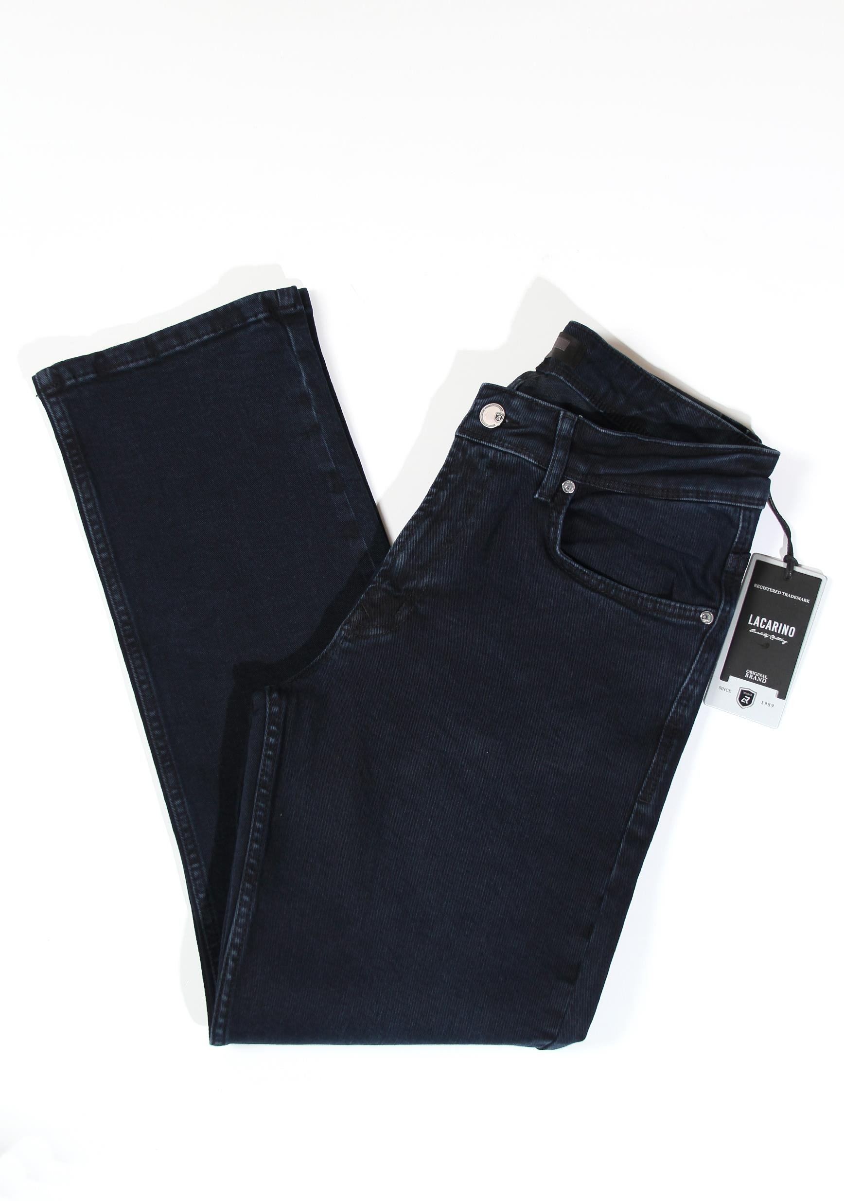 LACARINOErkek Yüksek Bel Boru Paça Blue Black Jean Pantolon