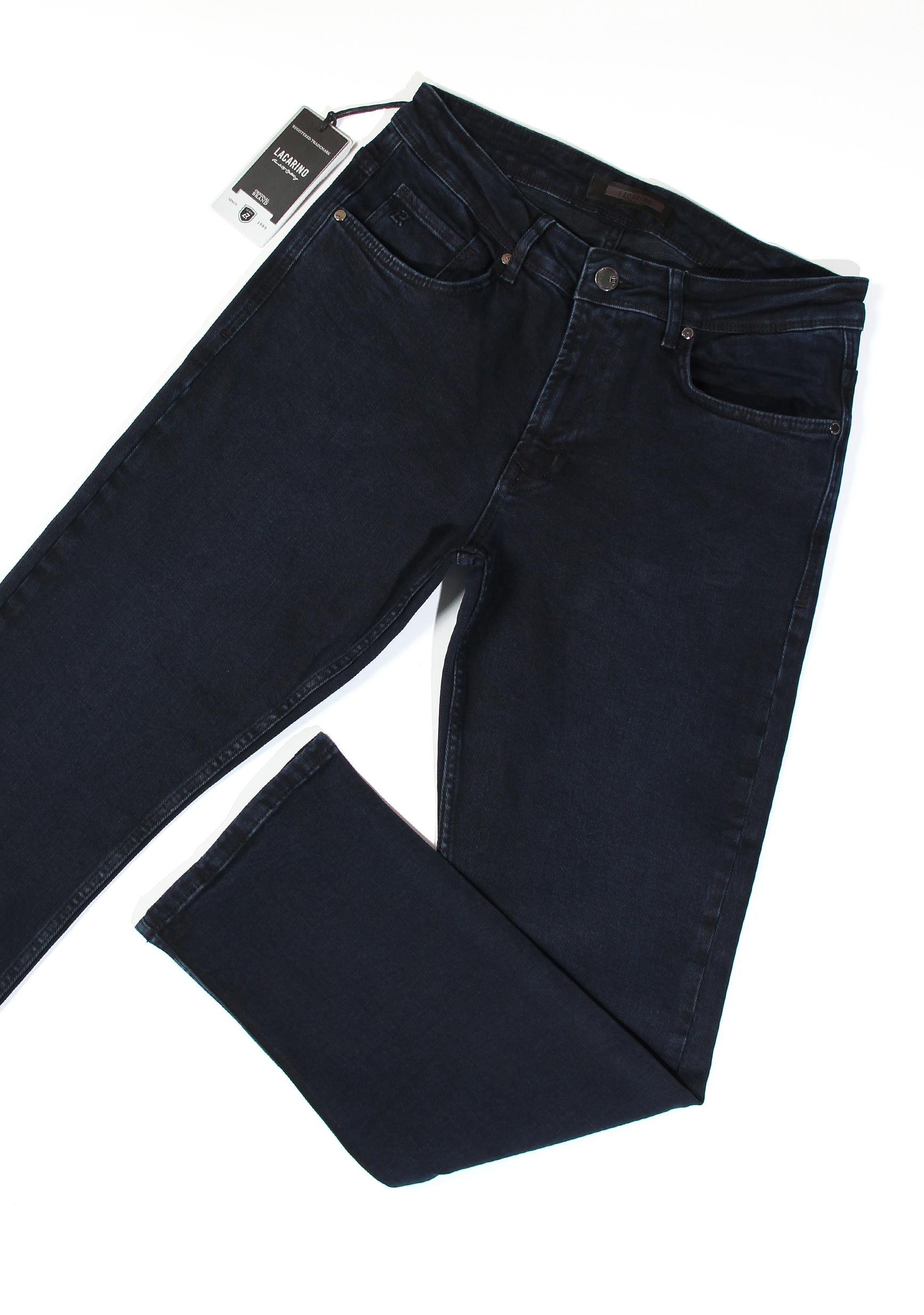 LACARINOErkek Yüksek Bel Boru Paça Blue Black Jean Pantolon