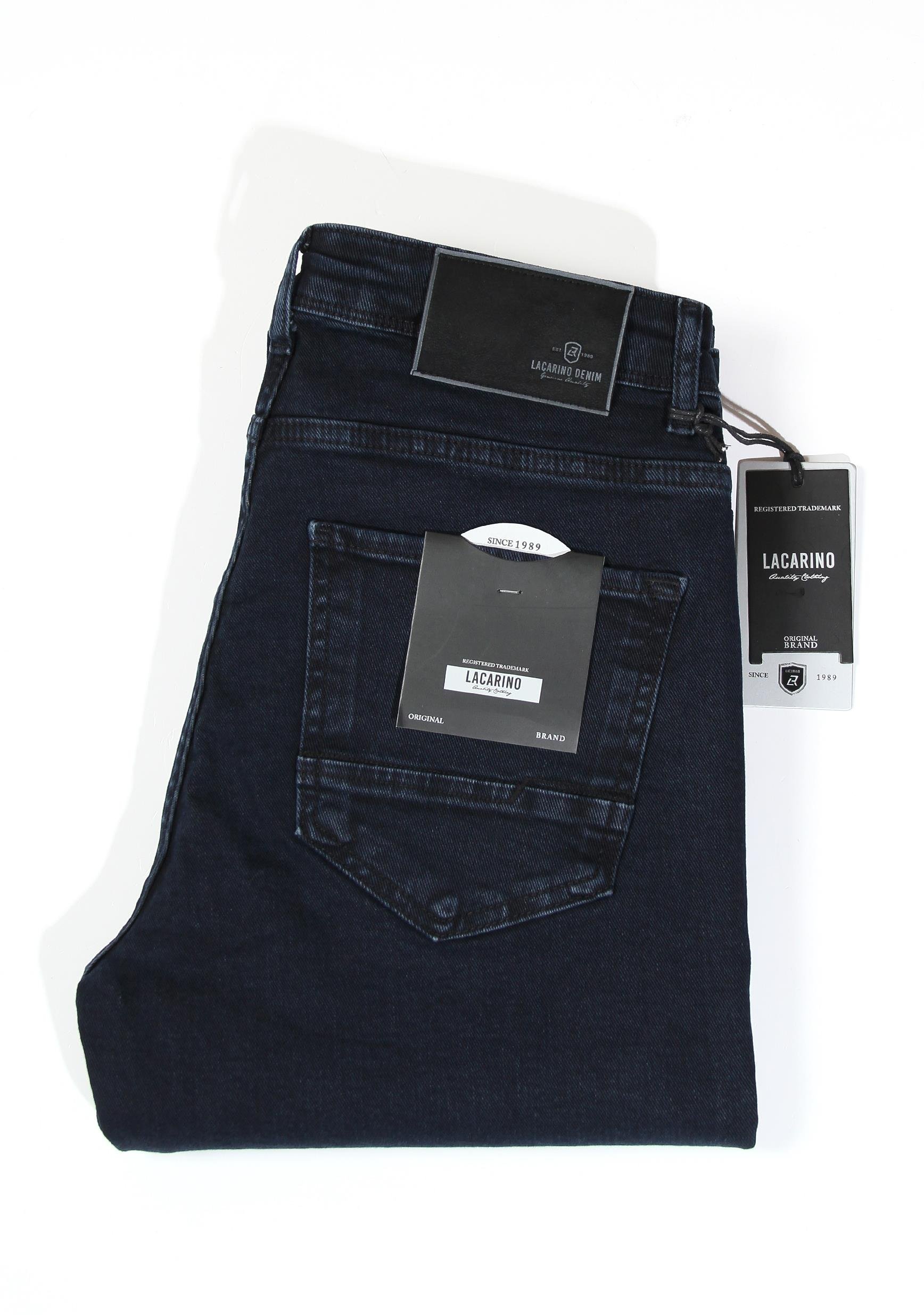 LACARINOErkek Yüksek Bel Boru Paça Blue Black Jean Pantolon