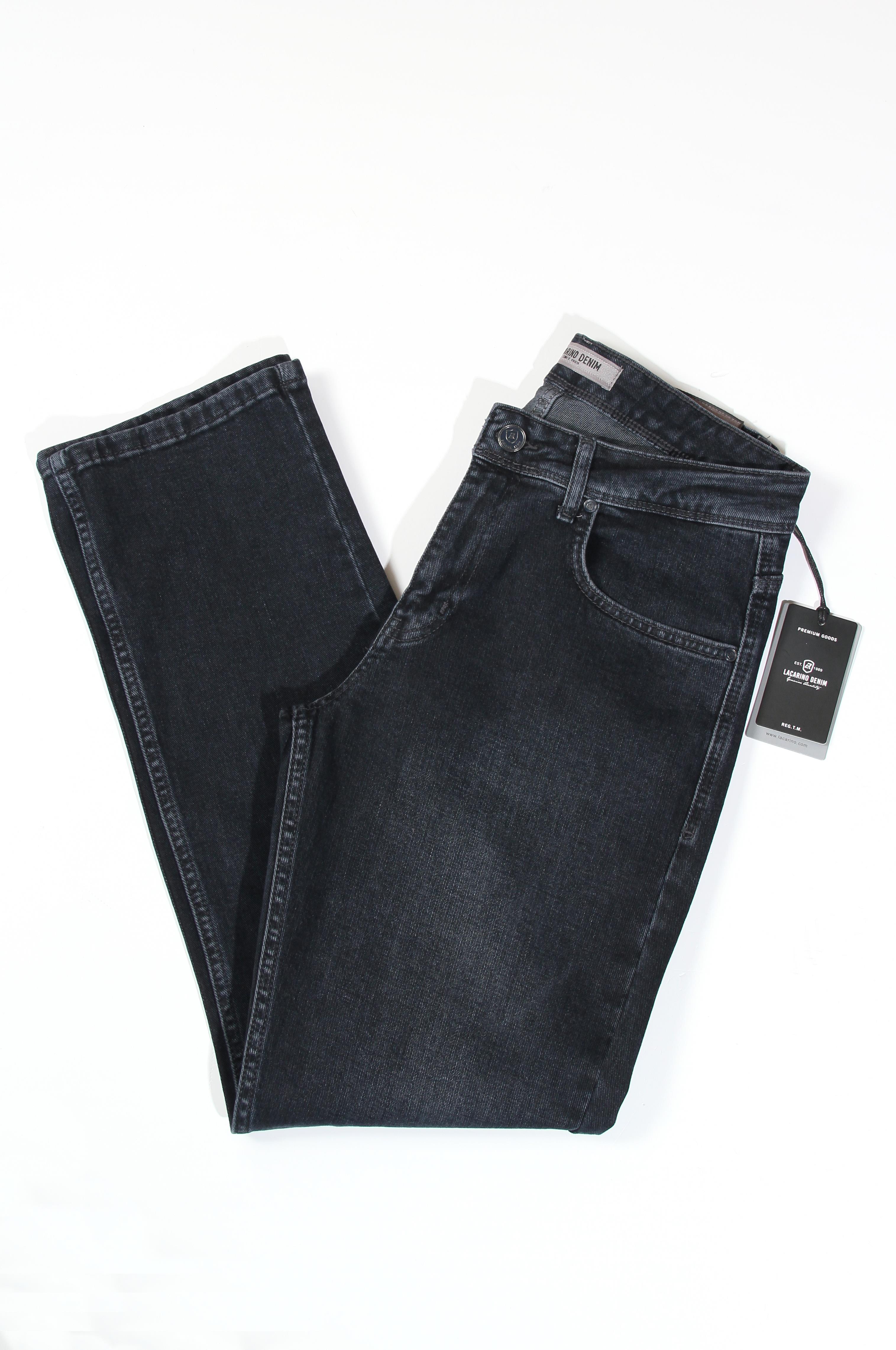 LACARINOYüksek Bel Yarım Boru Paça Ebony Black Jean Pantolon