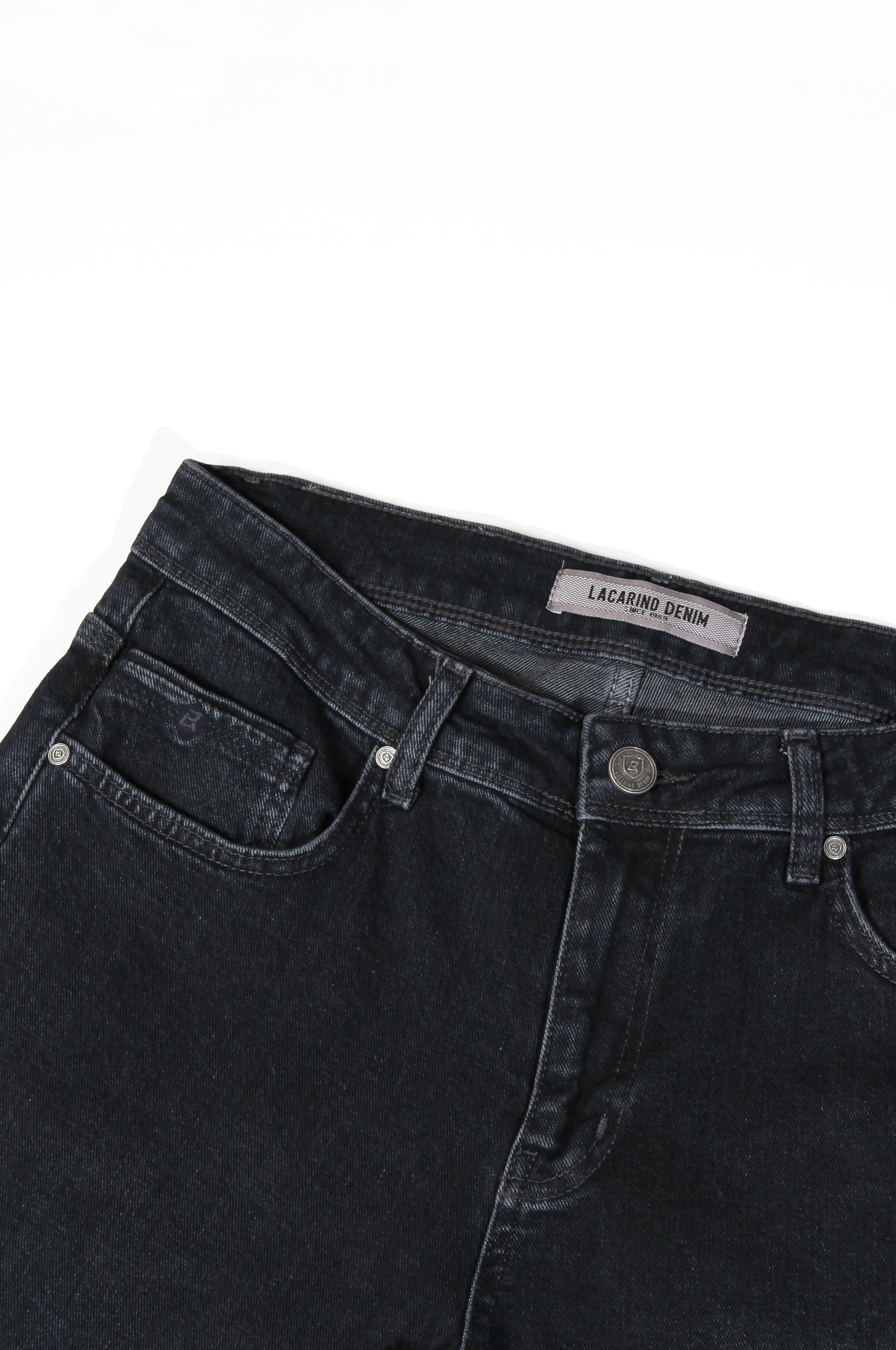 LACARINOErkek Yüksek Bel Yarım Boru Paça Ebony Black Jean Pantolon