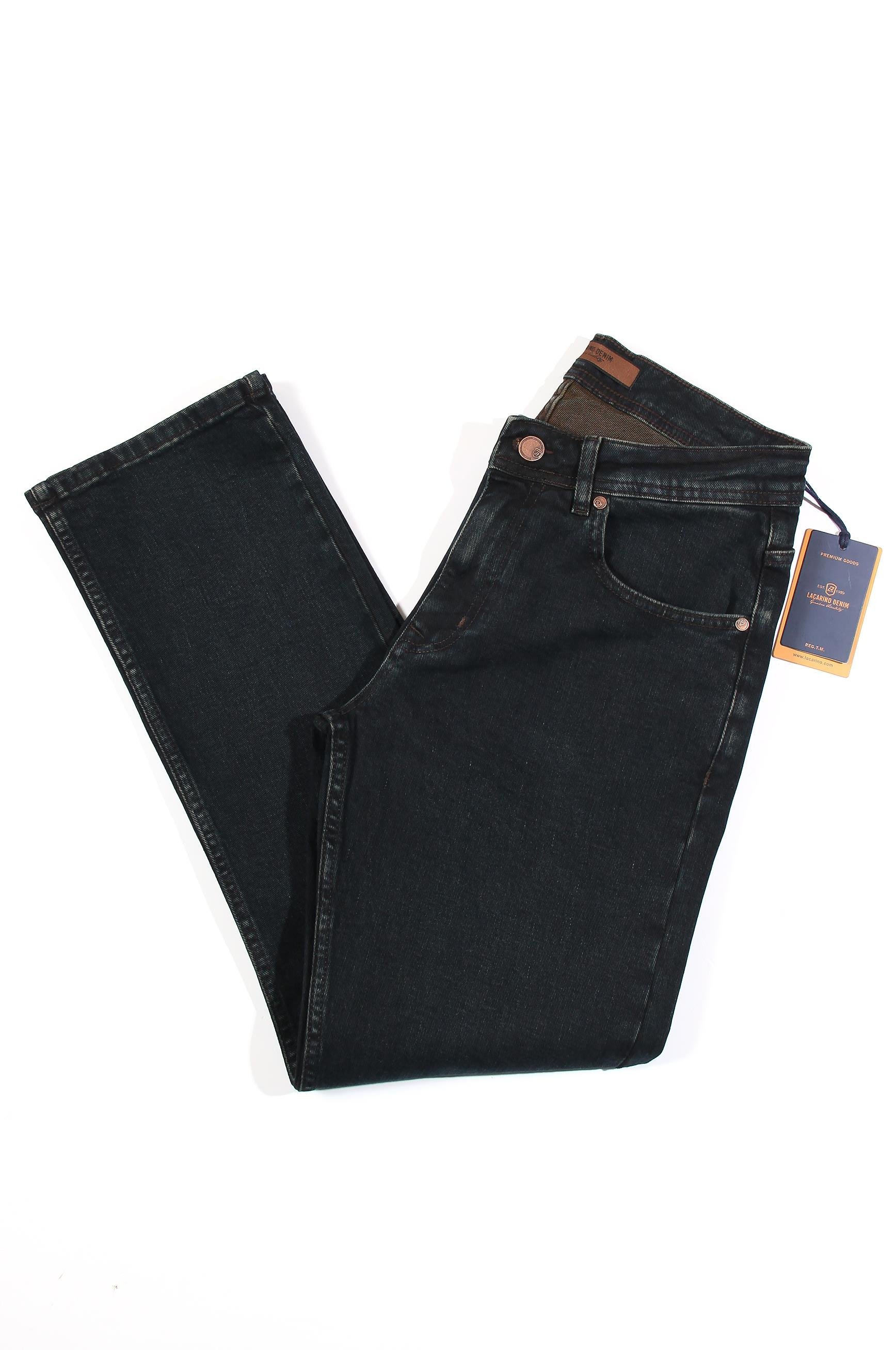 LACARINOErkek Yüksek Bel Boru Paça Od Kahve Jean Pantolon