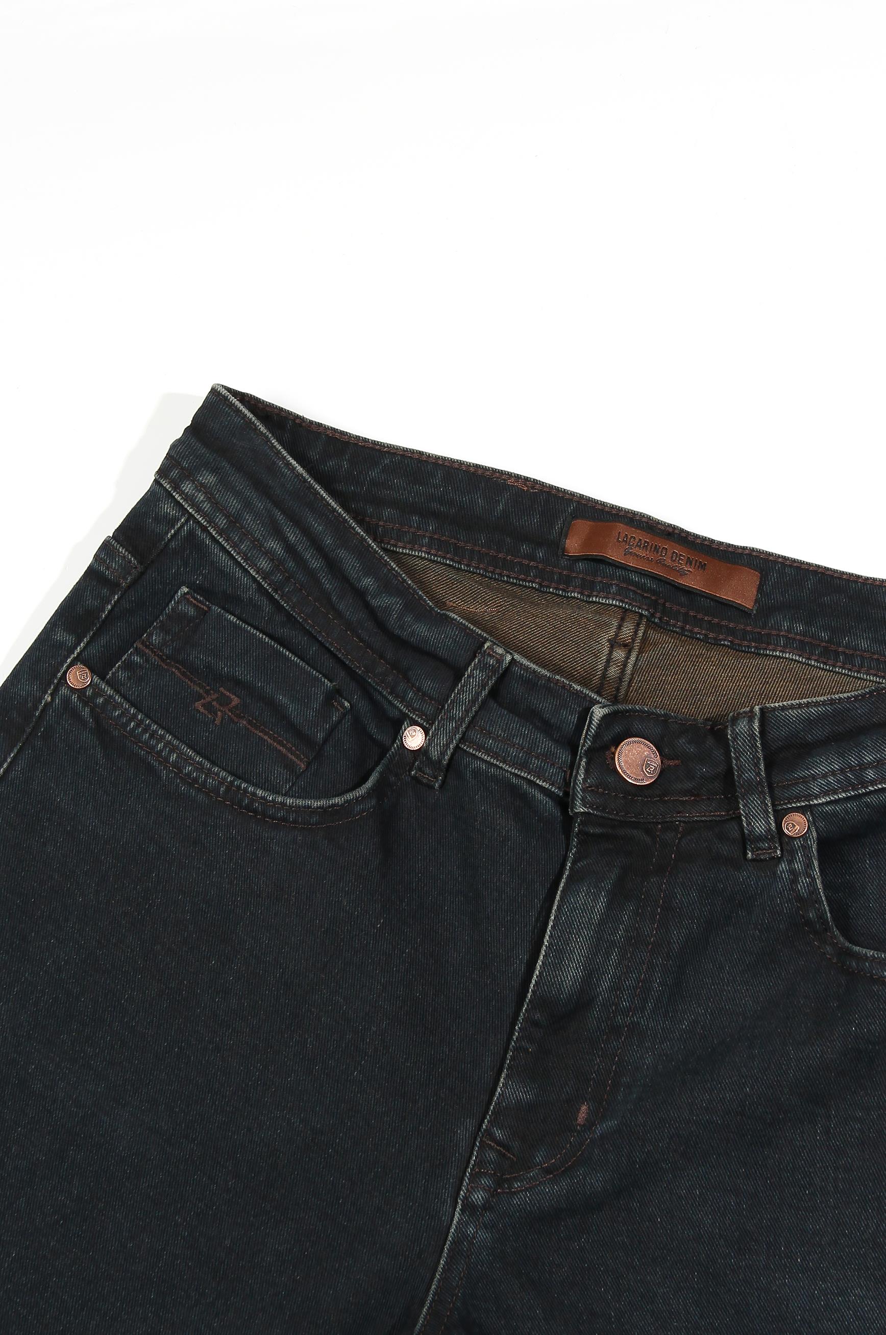 LACARINOErkek Yüksek Bel Boru Paça Od Kahve Jean Pantolon