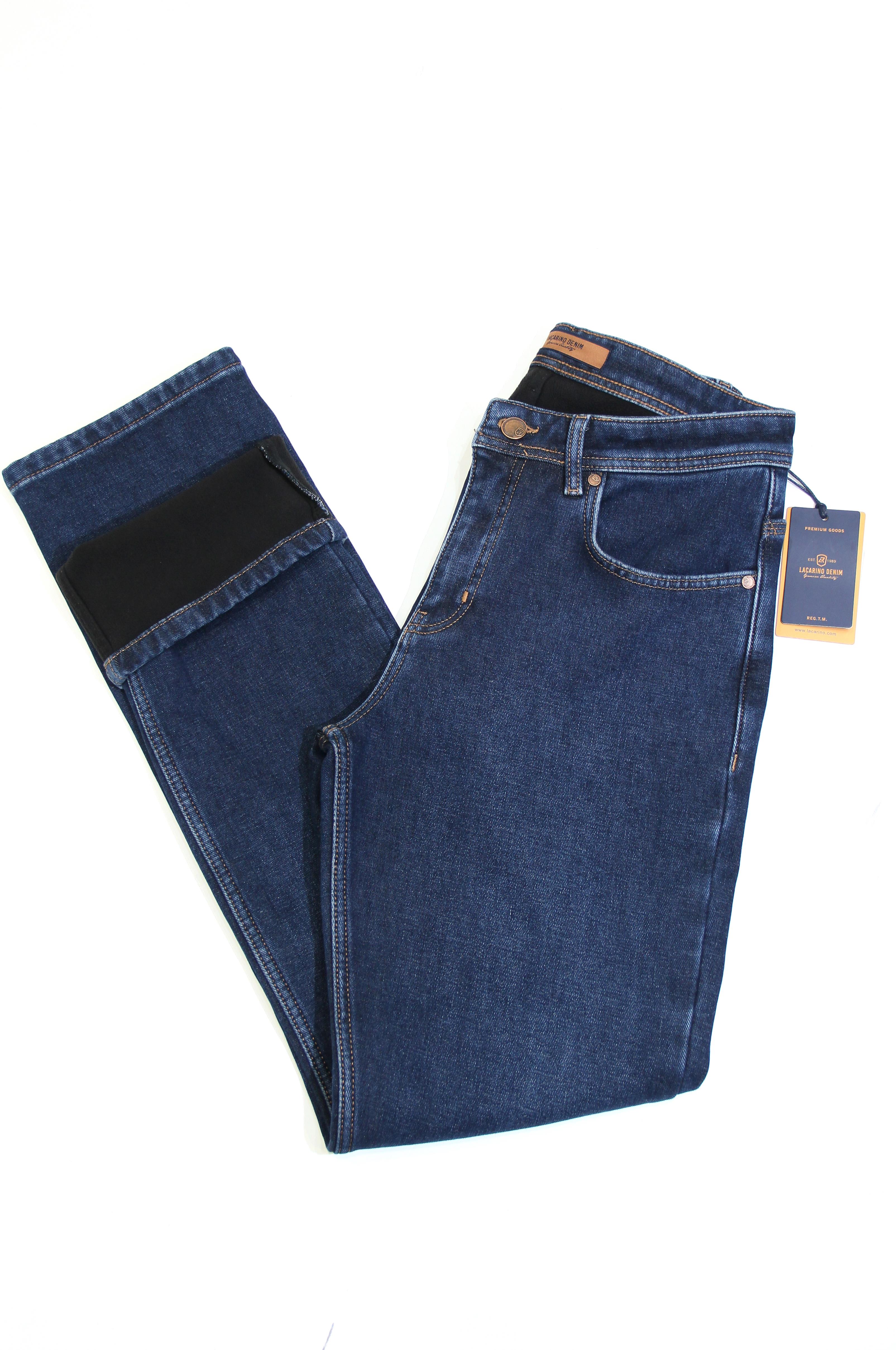 LACARINOYüksek Bel Boru Paça İç Şardonlu Ocean Blue Erkek Jean Pantolon