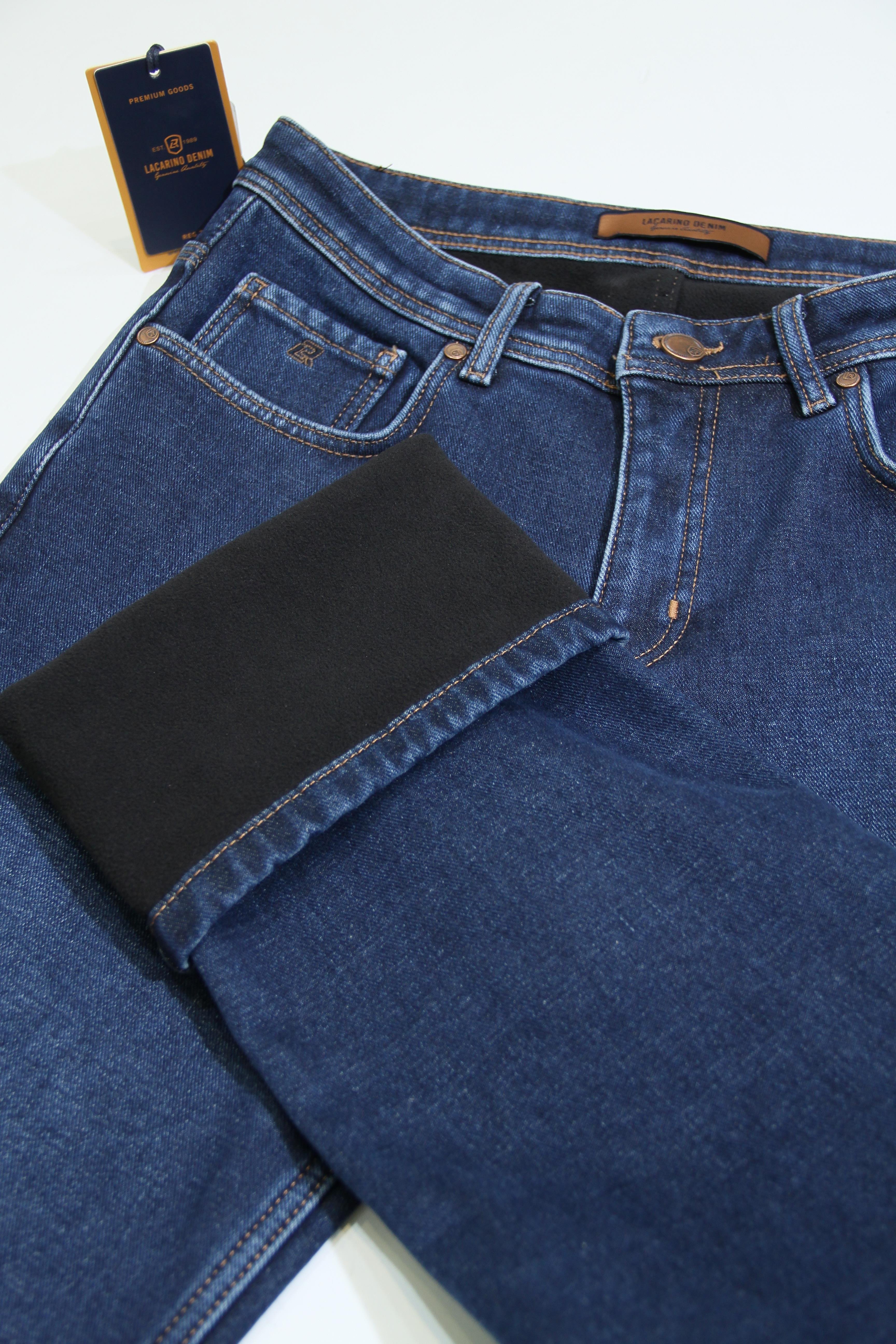 LACARINOYüksek Bel Boru Paça İç Şardonlu Ocean Blue Erkek Jean Pantolon