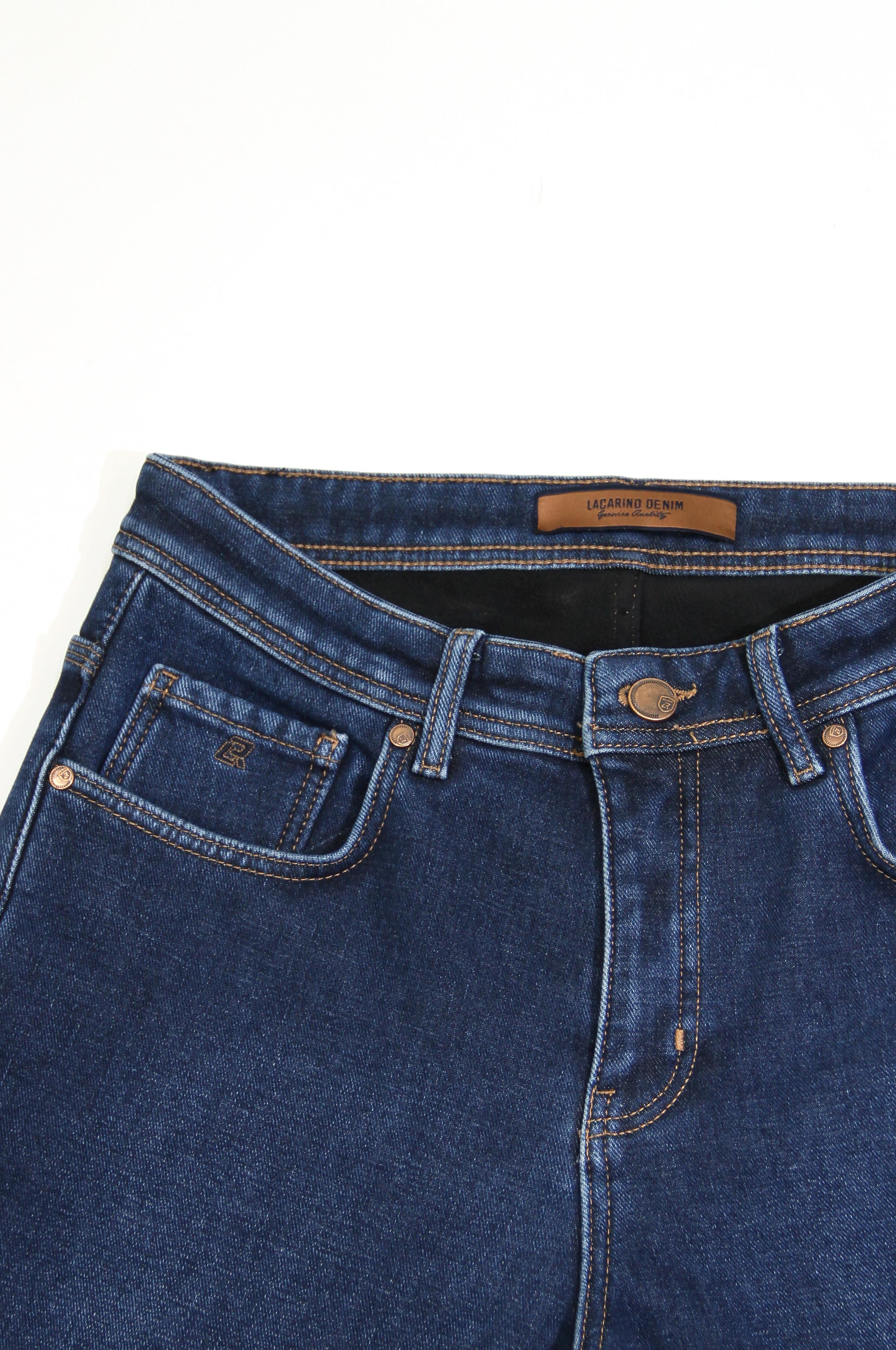 LACARINOYüksek Bel Boru Paça İç Şardonlu Ocean Blue Erkek Jean Pantolon