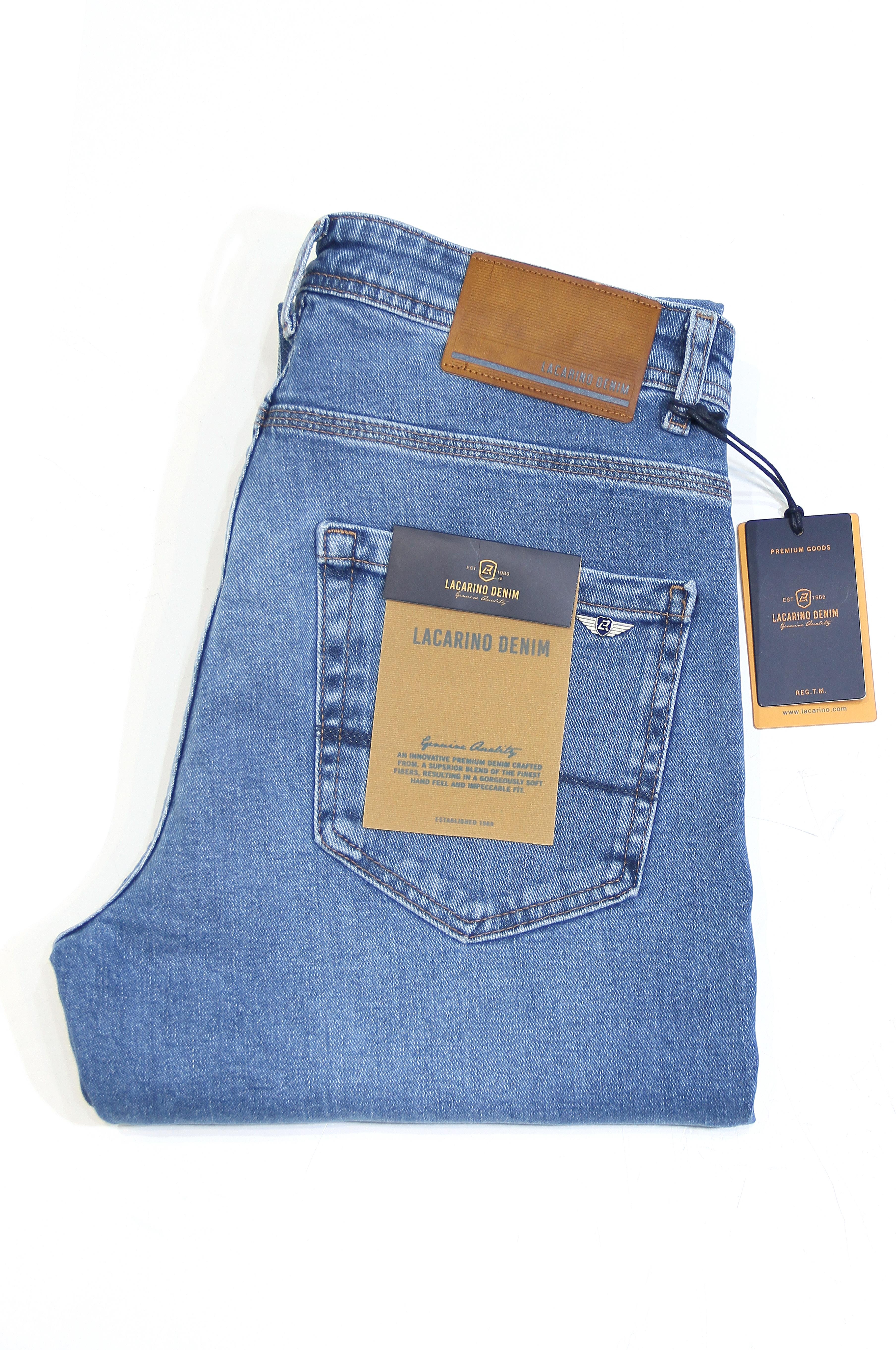 LACARINOYüksek Bel Boru Paça Blue Erkek Jean Pantolon