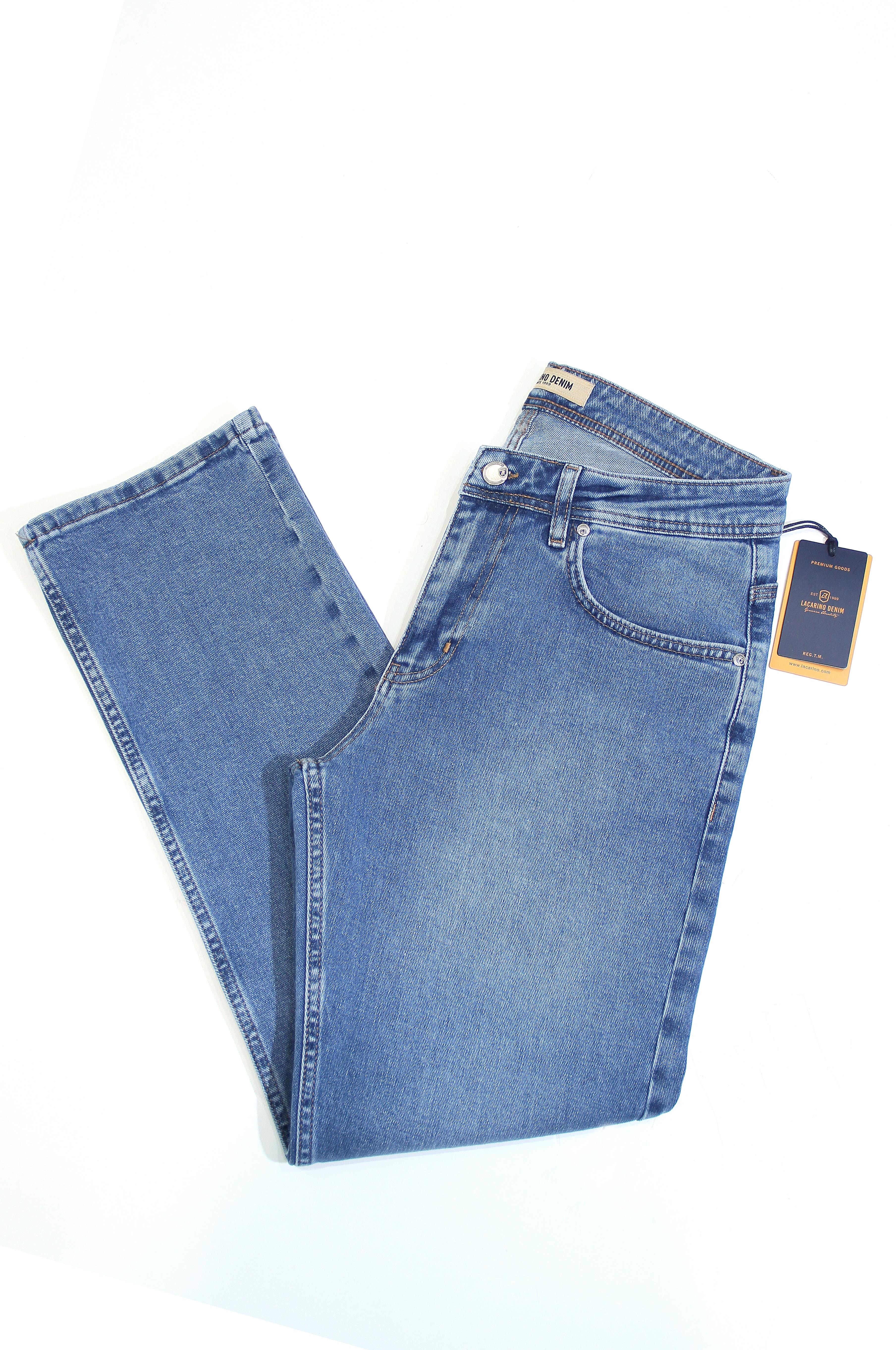 LACARINOYüksek Bel Boru Paça Blue Erkek Jean Pantolon