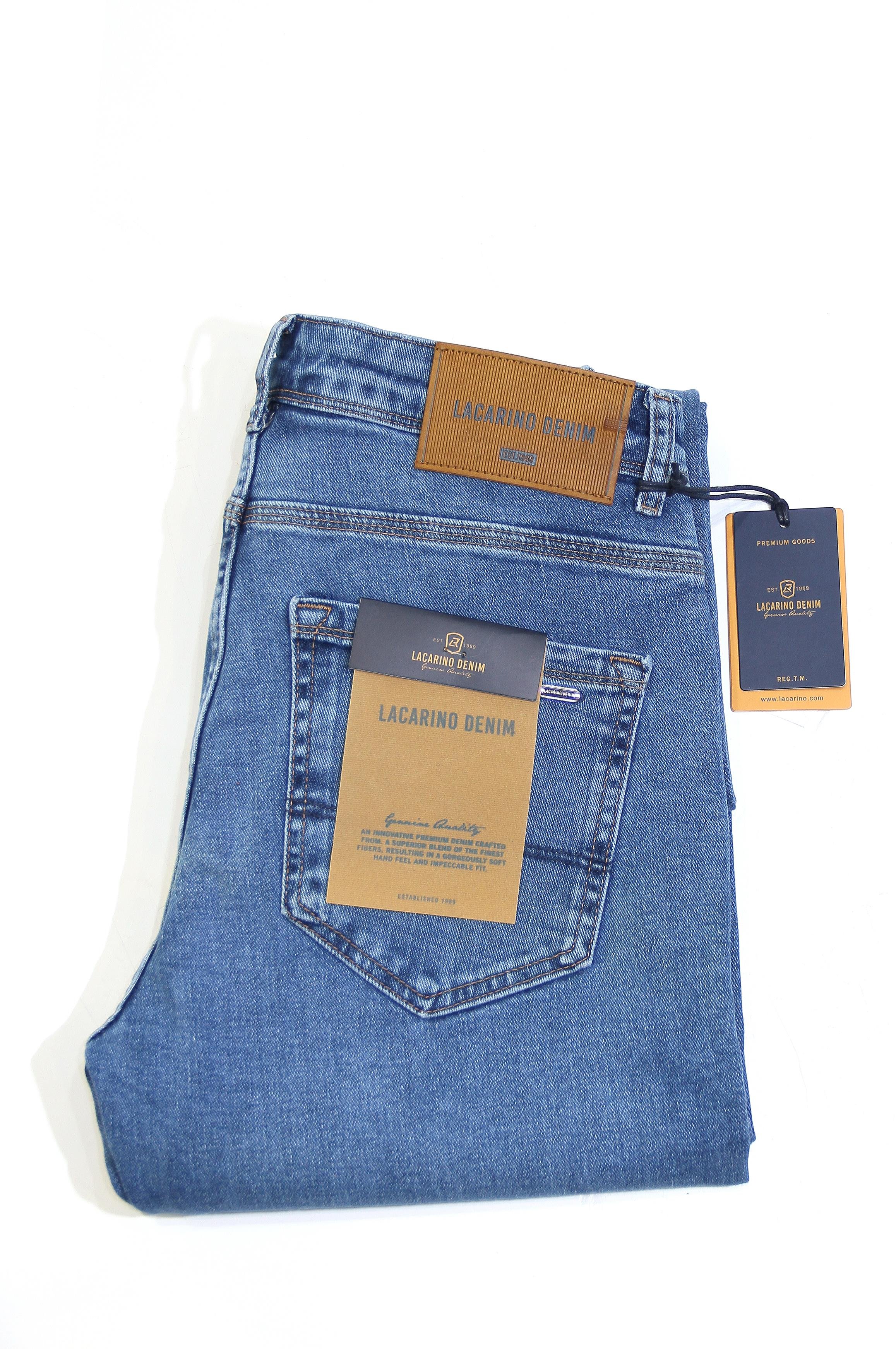 LACARINOYüksek Bel Boru Paça Blue Erkek Jean Pantolon