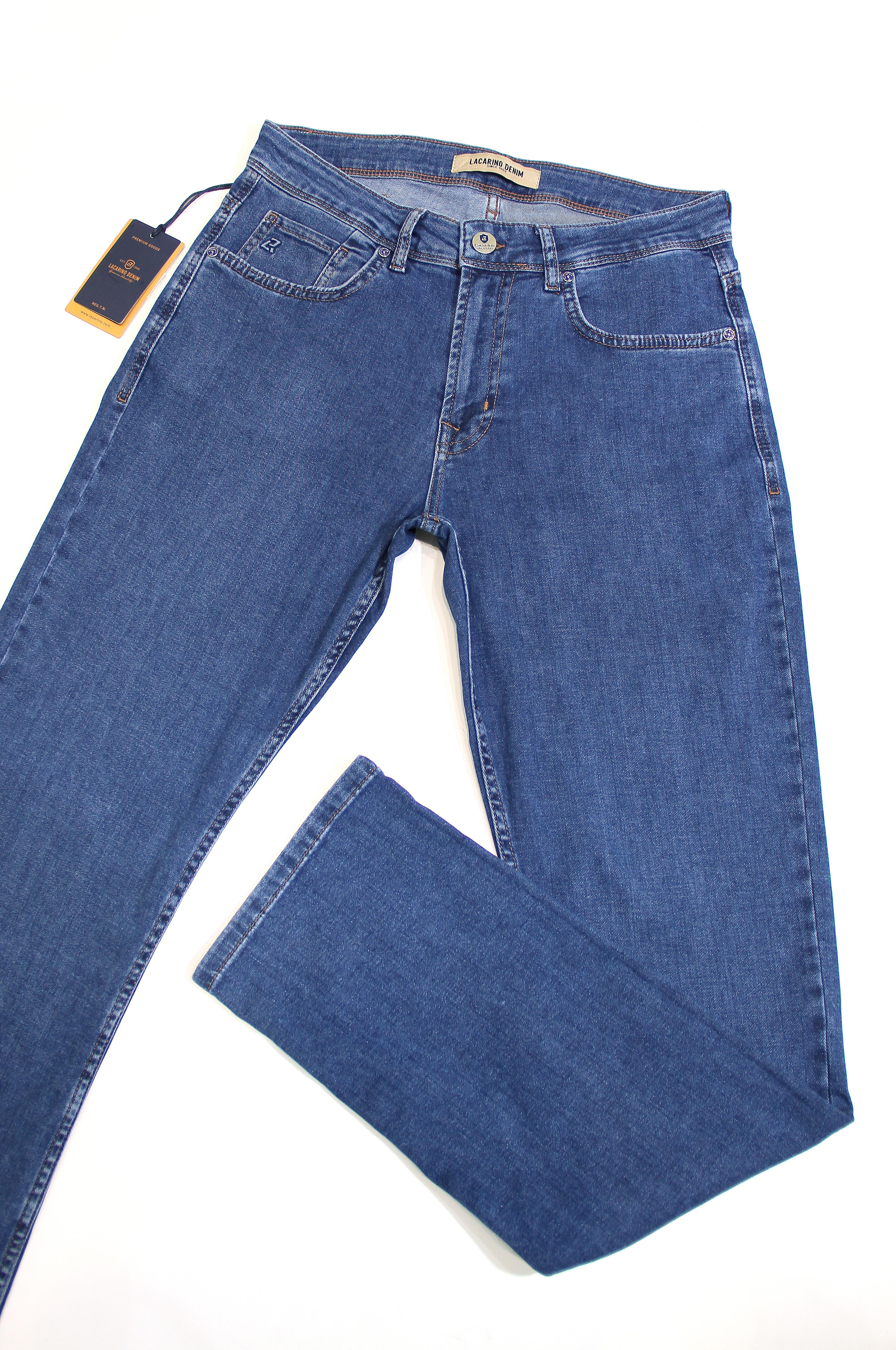 LACARINOYüksek Bel Boru Paça Blue Erkek Jean Pantolon