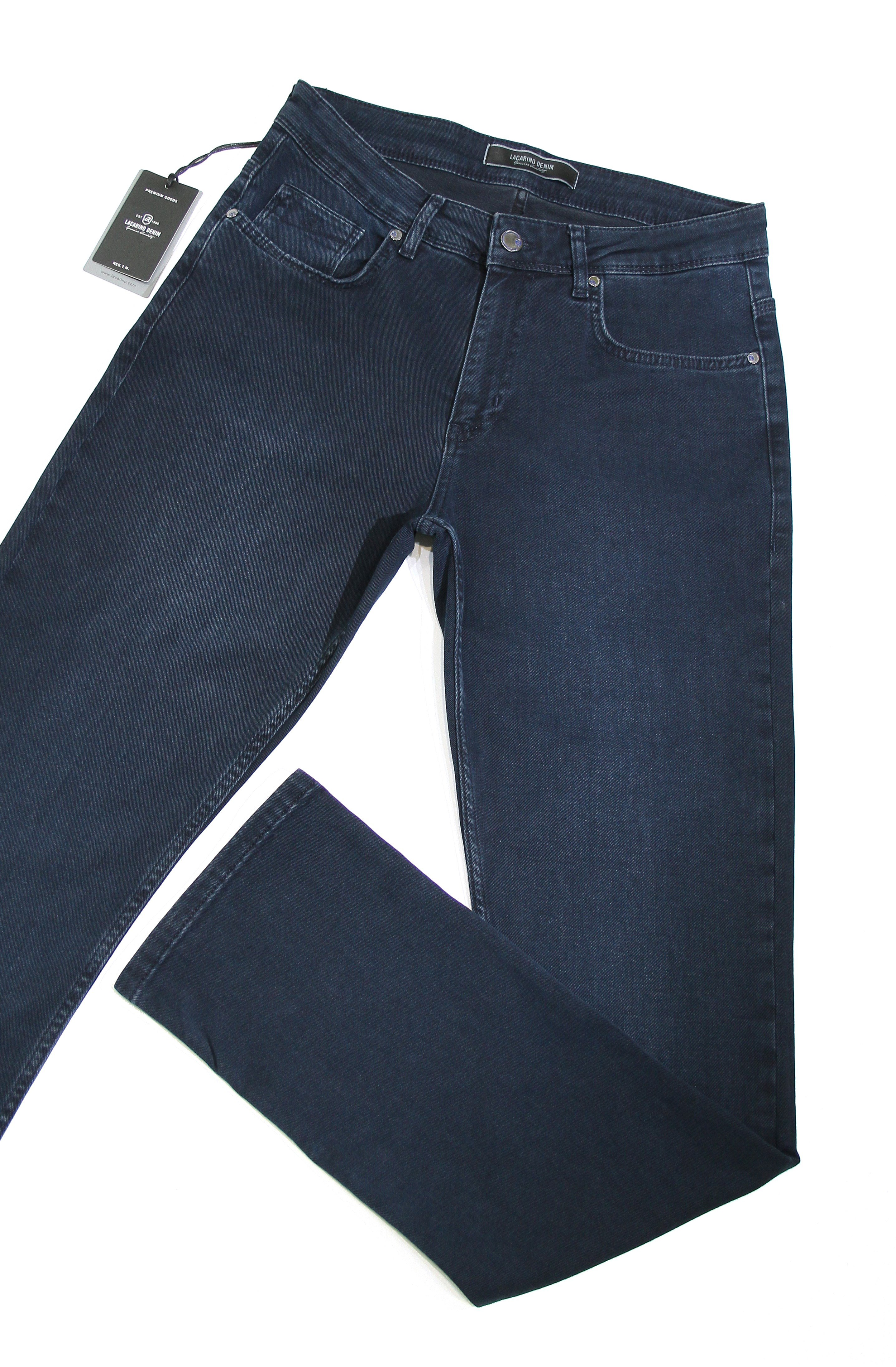 LACARINOYüksek Bel Boru Paça Blue Black Erkek Jean Pantolon