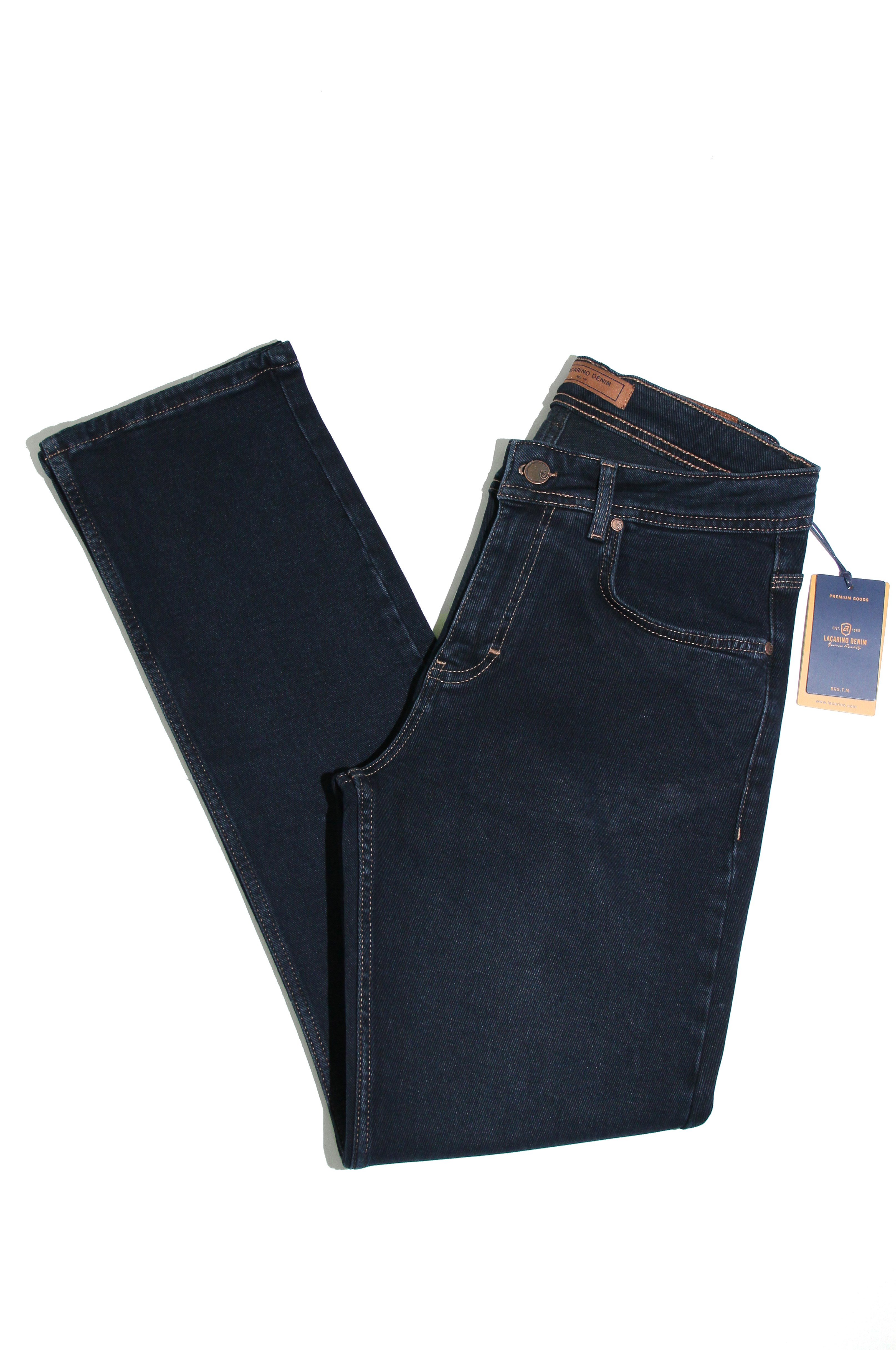 LACARINOYüksek Bel Boru Paça Ek Beden Blue Black Erkek Jean Pantolon