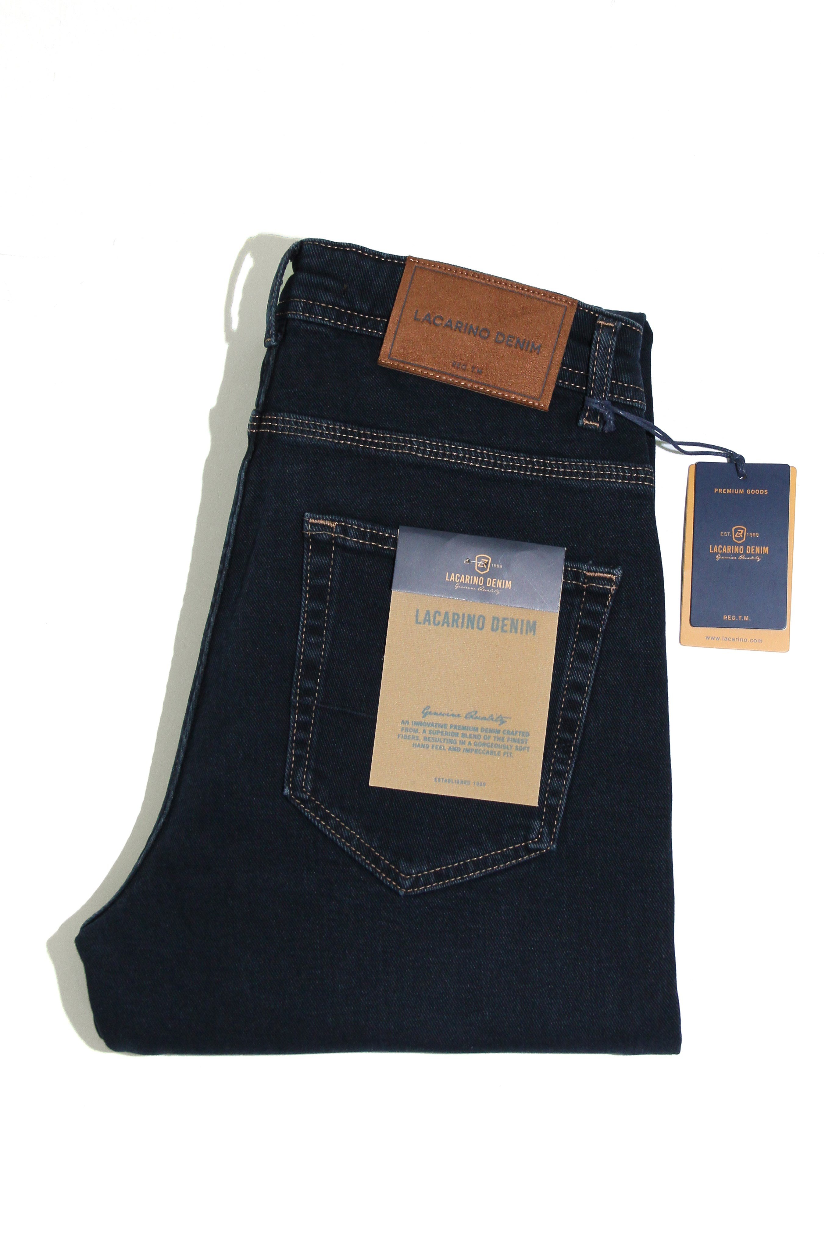 LACARINOYüksek Bel Boru Paça Ek Beden Blue Black Erkek Jean Pantolon