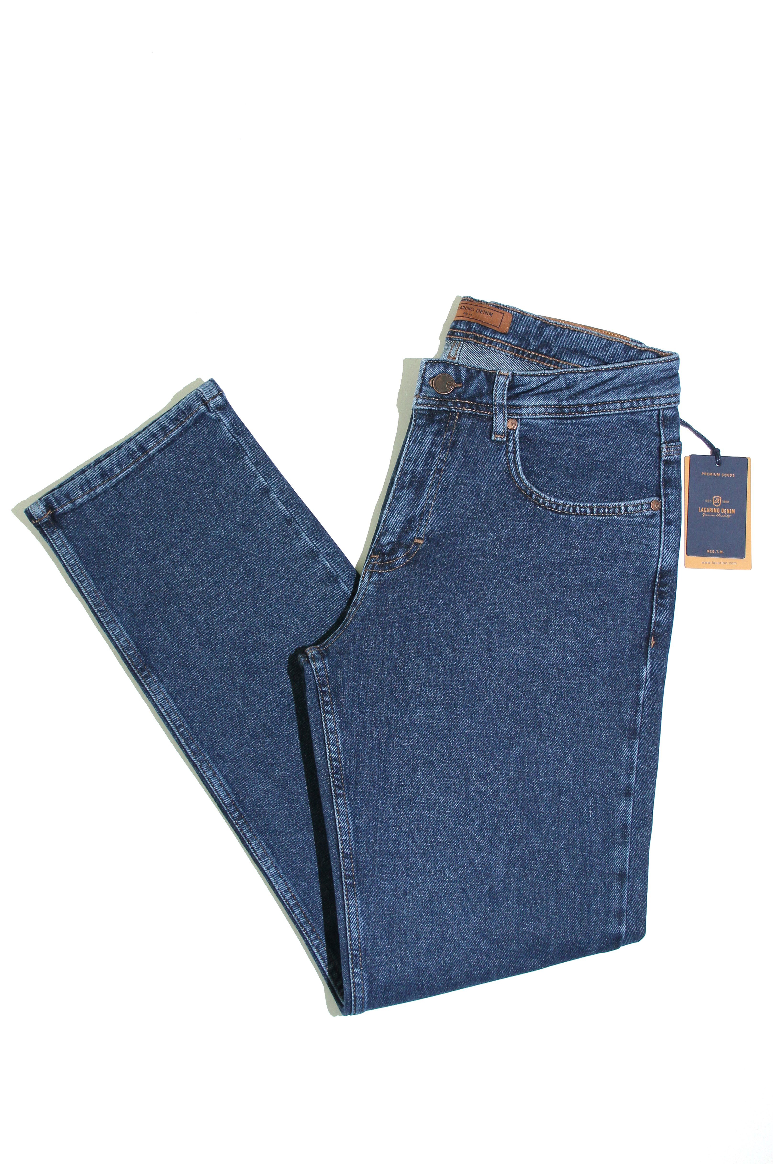 LACARINOYüksek Bel Boru Paça Ek Beden Dark Blue  Erkek Jean Pantolon