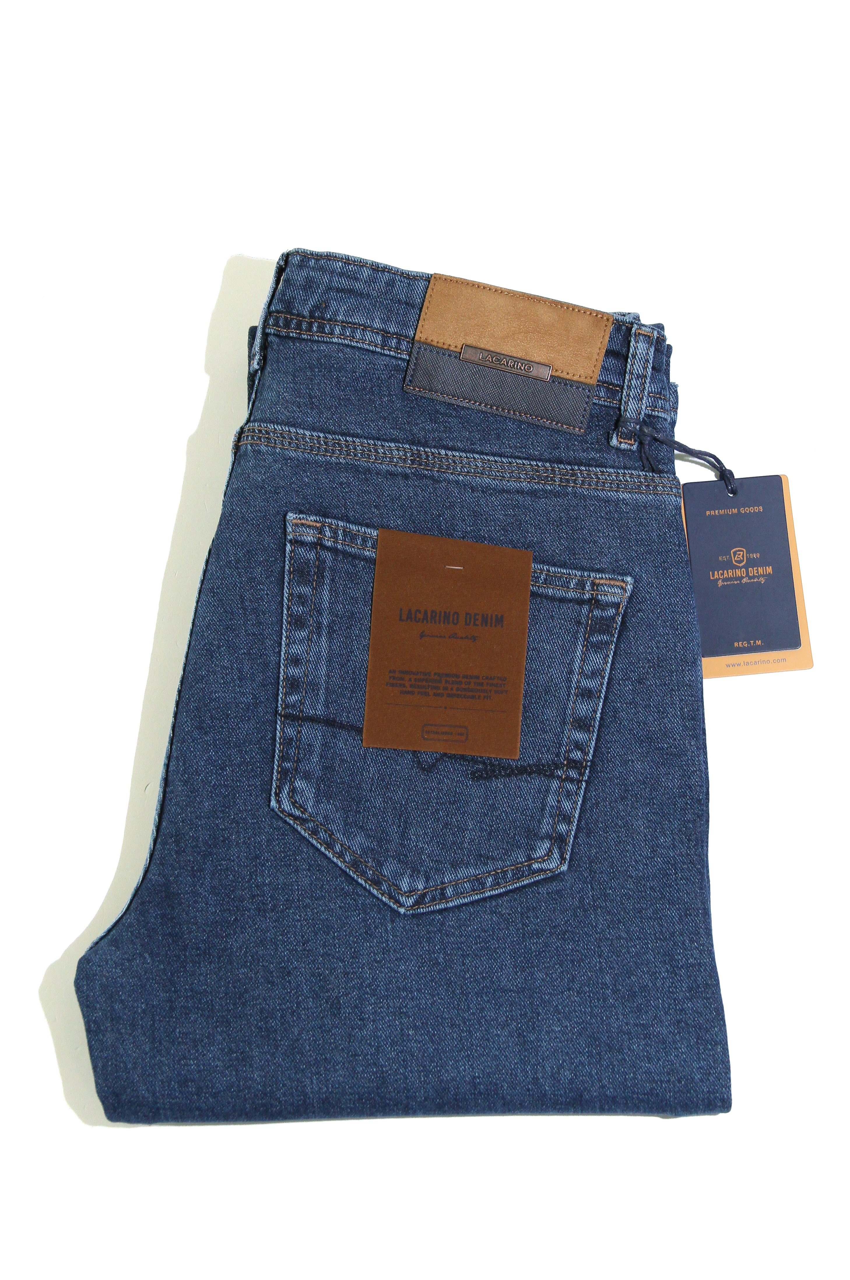 LACARINOYüksek Bel Boru Paça Ek Beden Dark Blue  Erkek Jean Pantolon