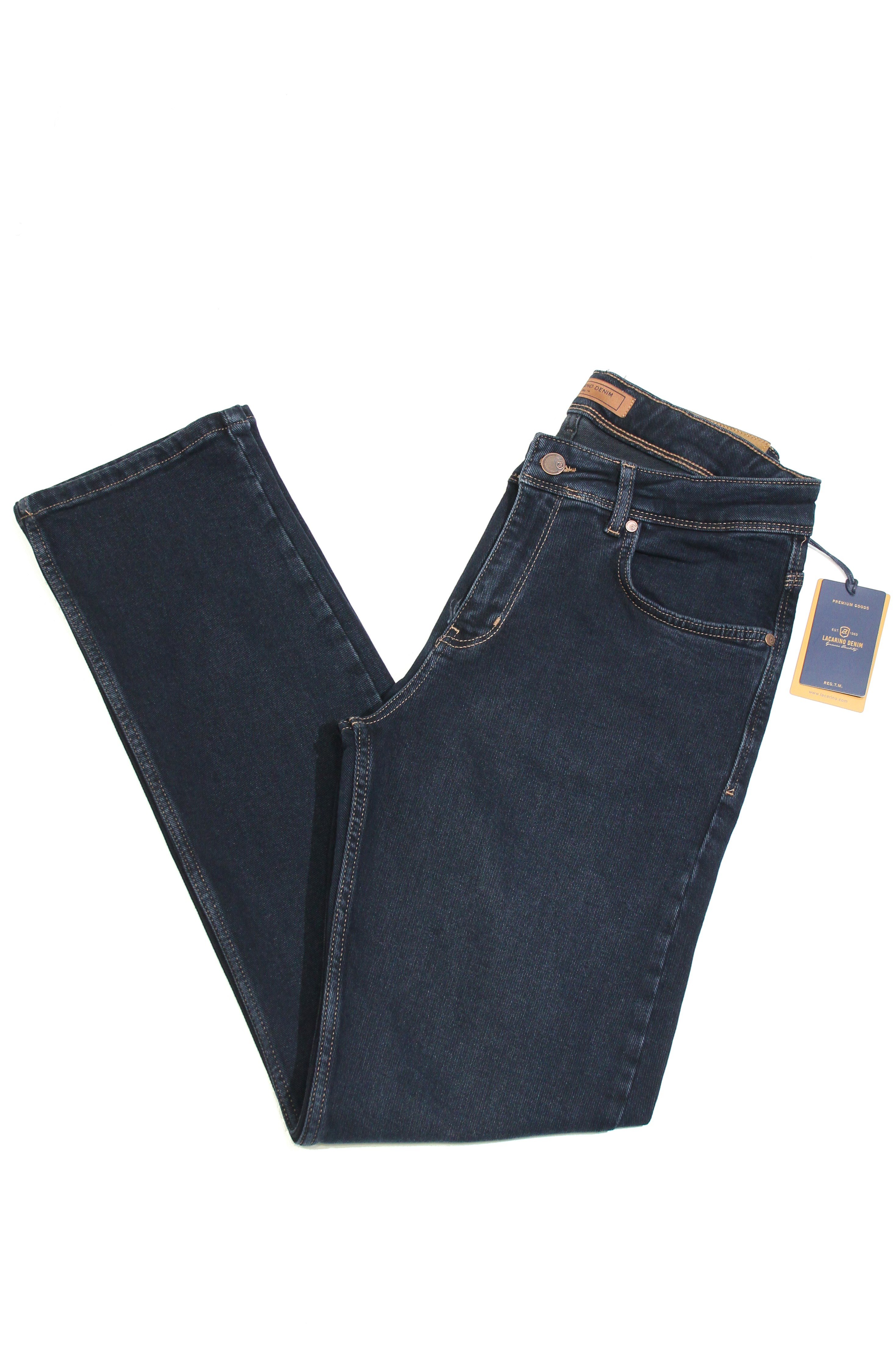 LACARINOYüksek Bel Boru Paça  Blue Black Jean Pantolon