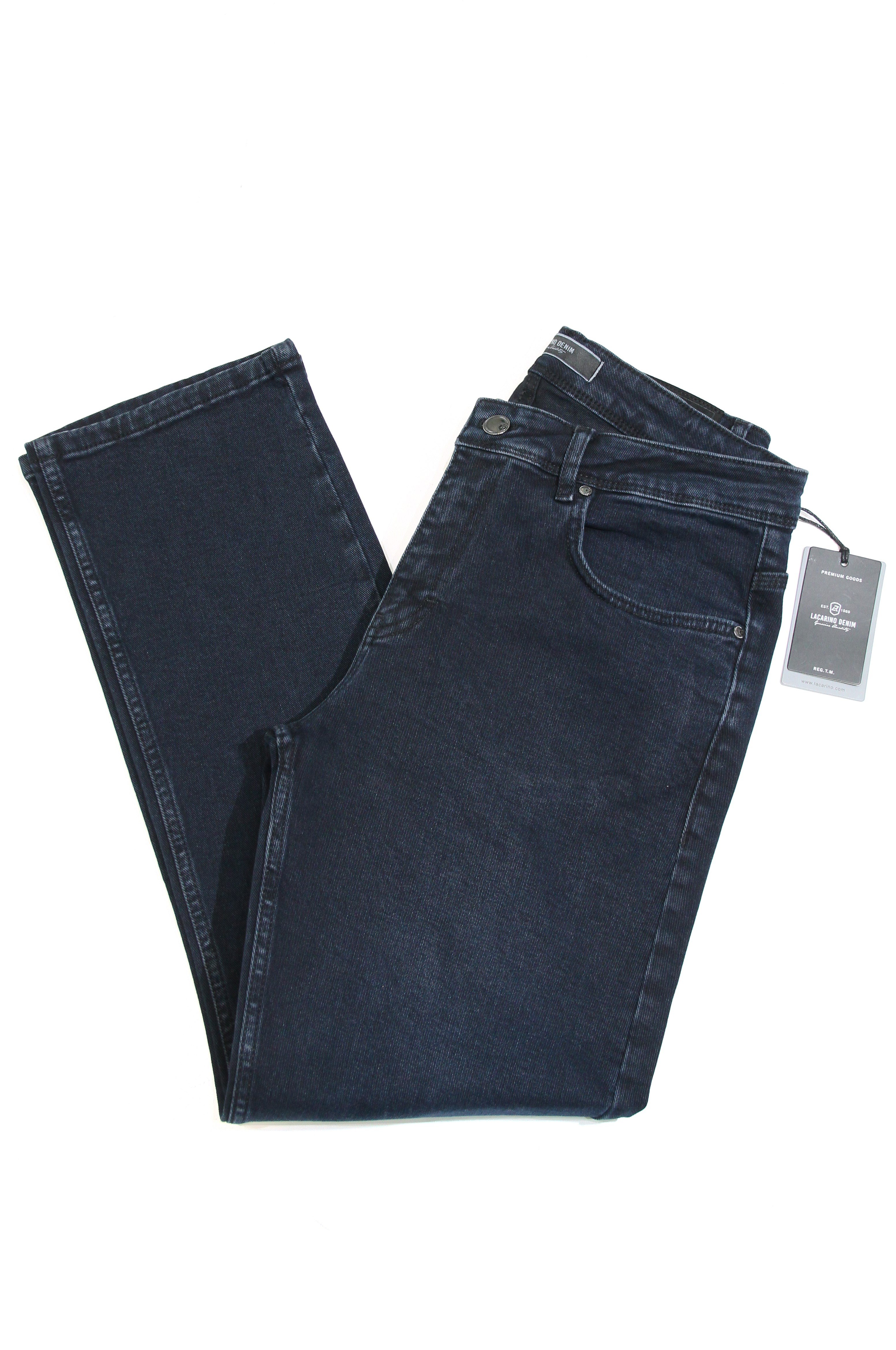 LACARINOYüksek Bel Boru Paça Blue Black Erkek Jean Pantolon