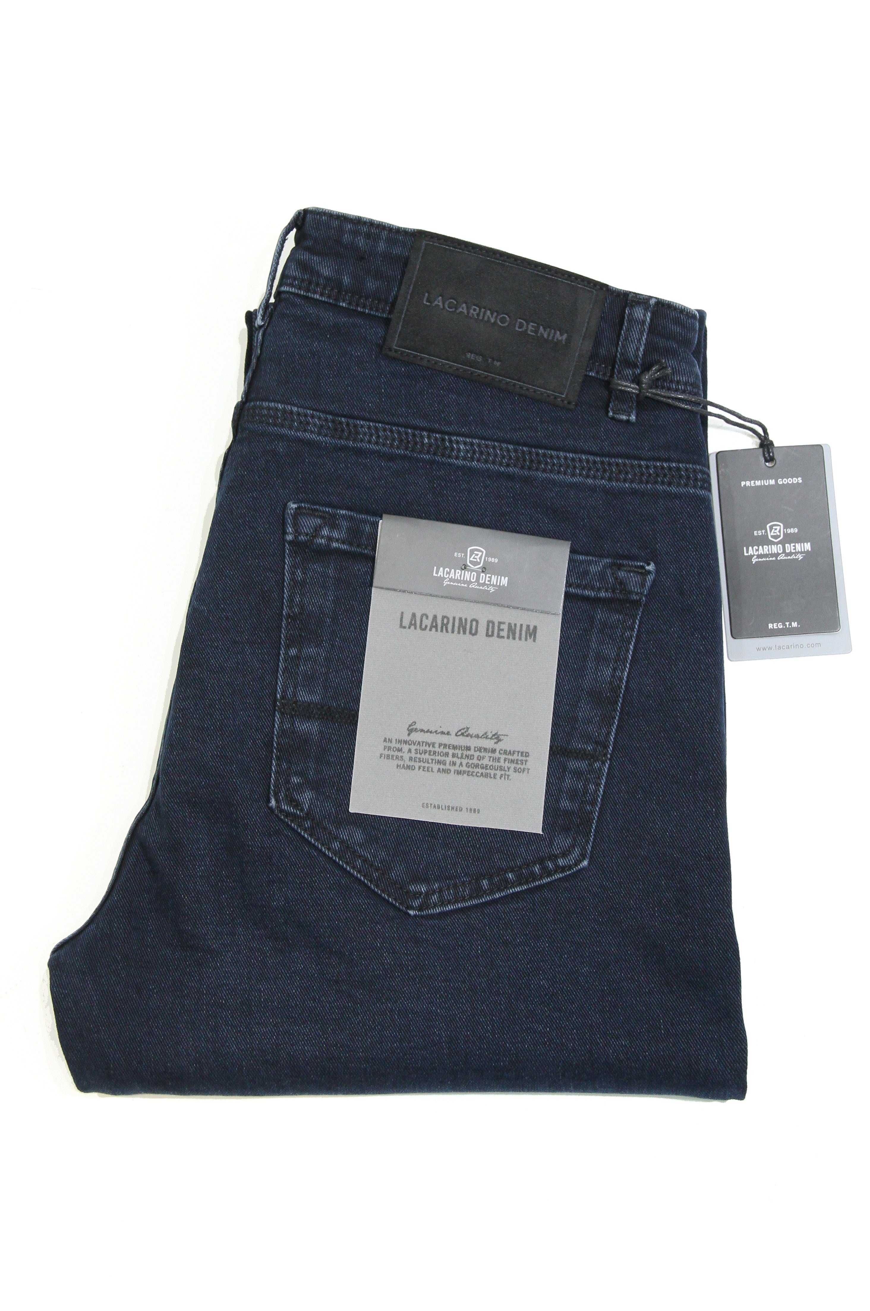 LACARINOYüksek Bel Boru Paça Blue Black Erkek Jean Pantolon
