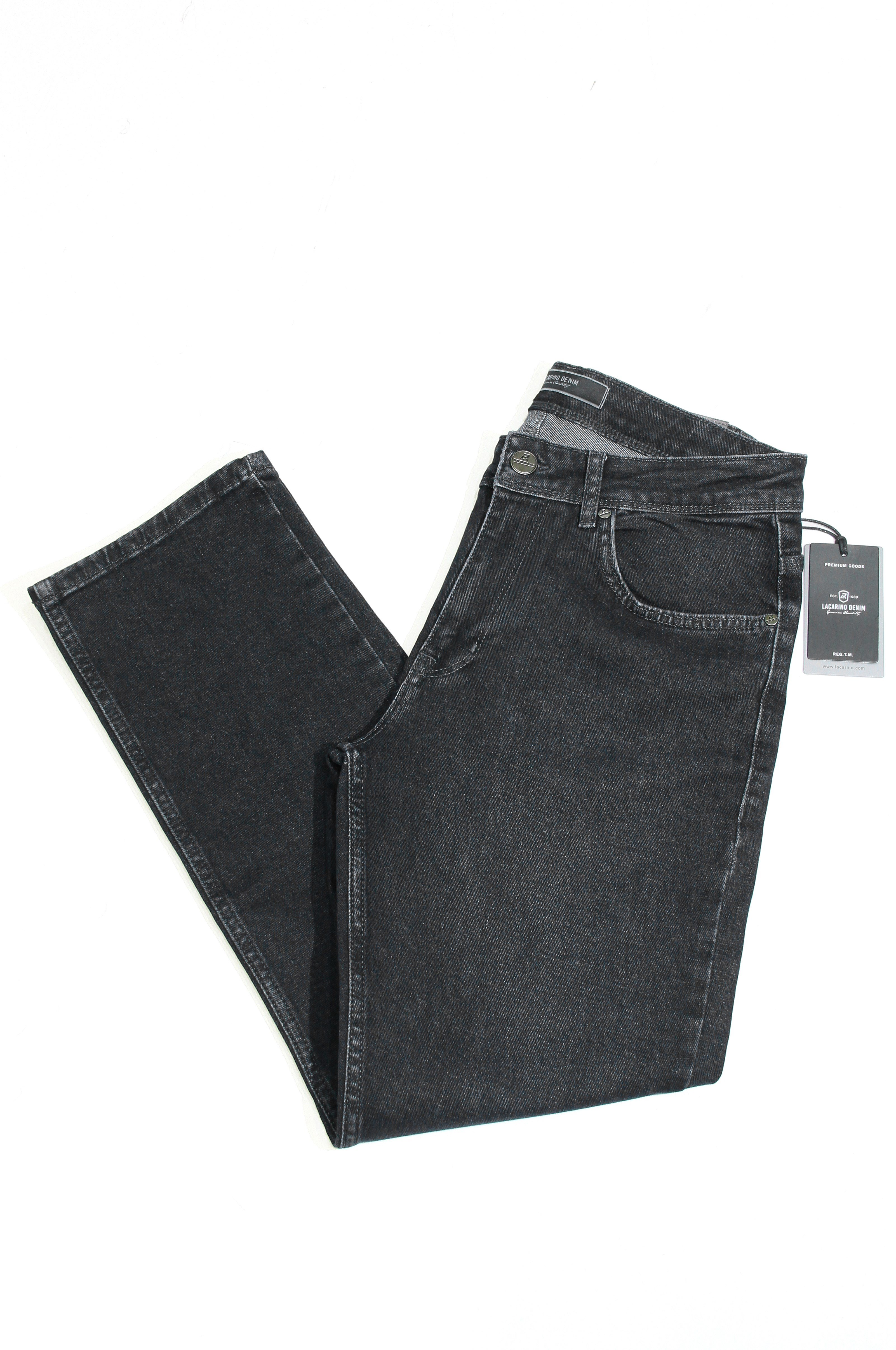 LACARINOYüksek Bel Boru Paça Ebony Black Erkek Jean Pantolon