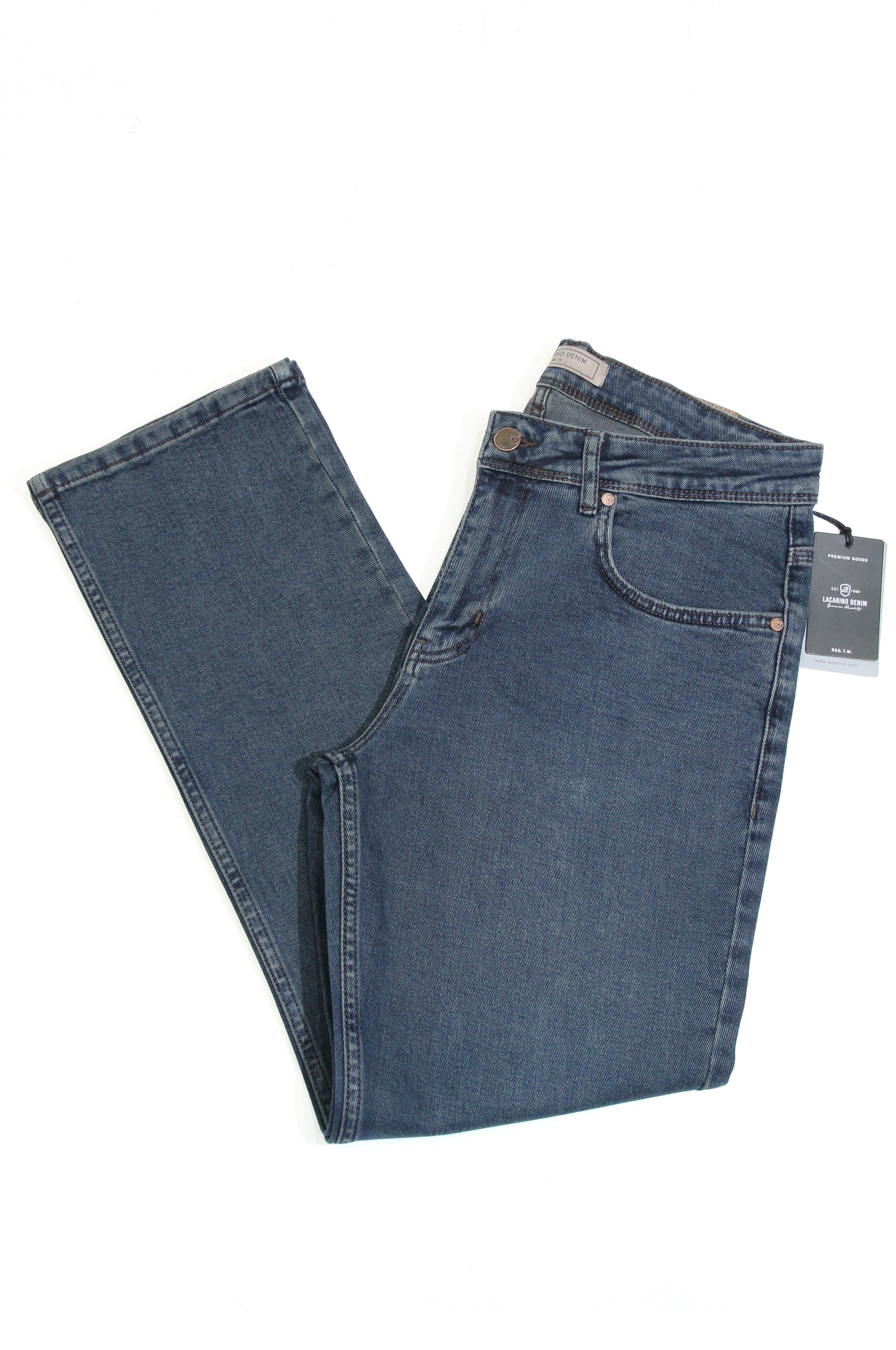 LACARINOYüksek Bel Boru Paça Dark Blue Tint Erkek Jean Pantolon
