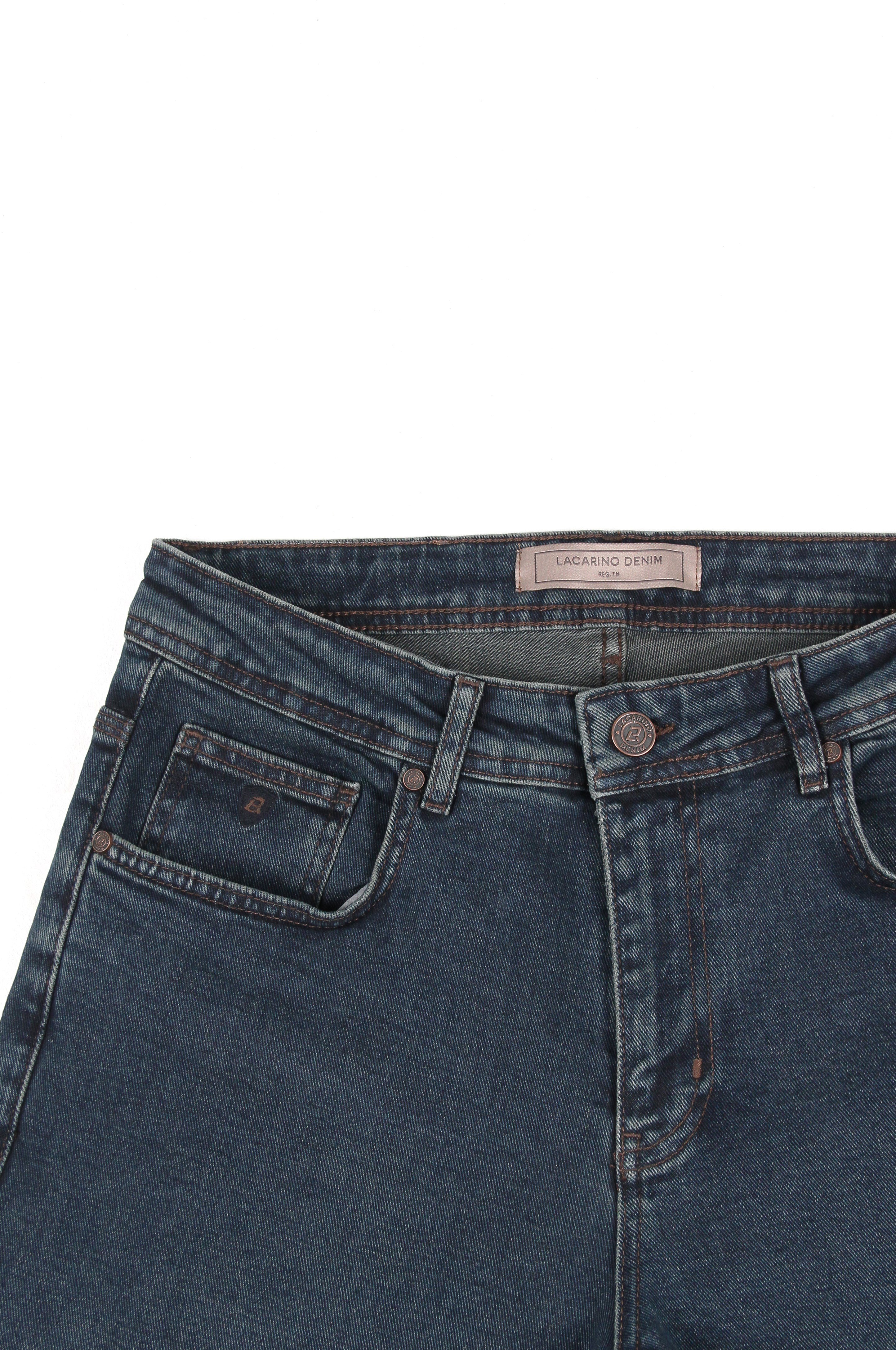 LACARINOYüksek Bel Bol Paça Rahat Kalıp Dark Blue Tint Erkek Jean Pantolon