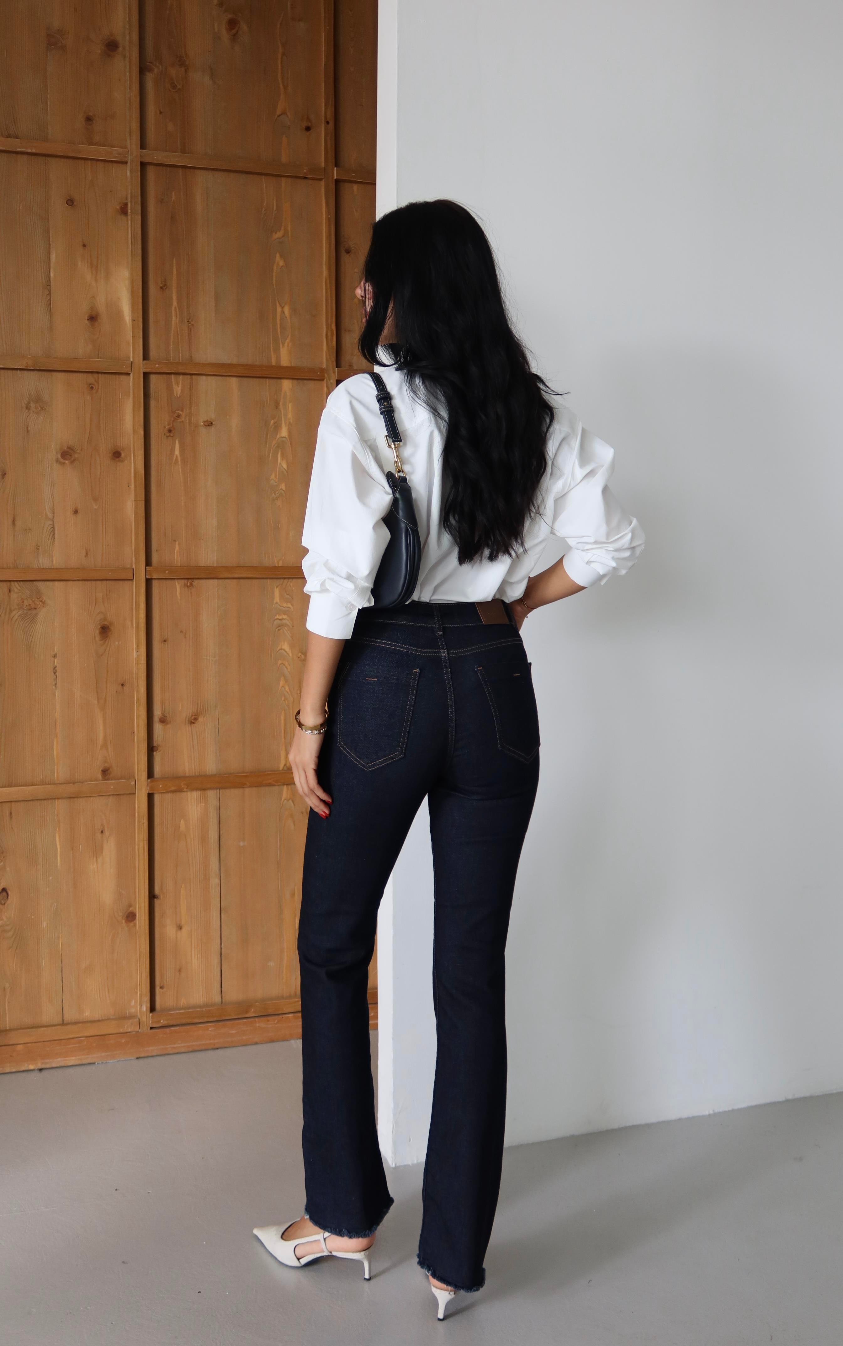 LACARINOYüksek Bel Paça Pis Dikiş Detaylı Ara Beden Rinse Jean Pantolon