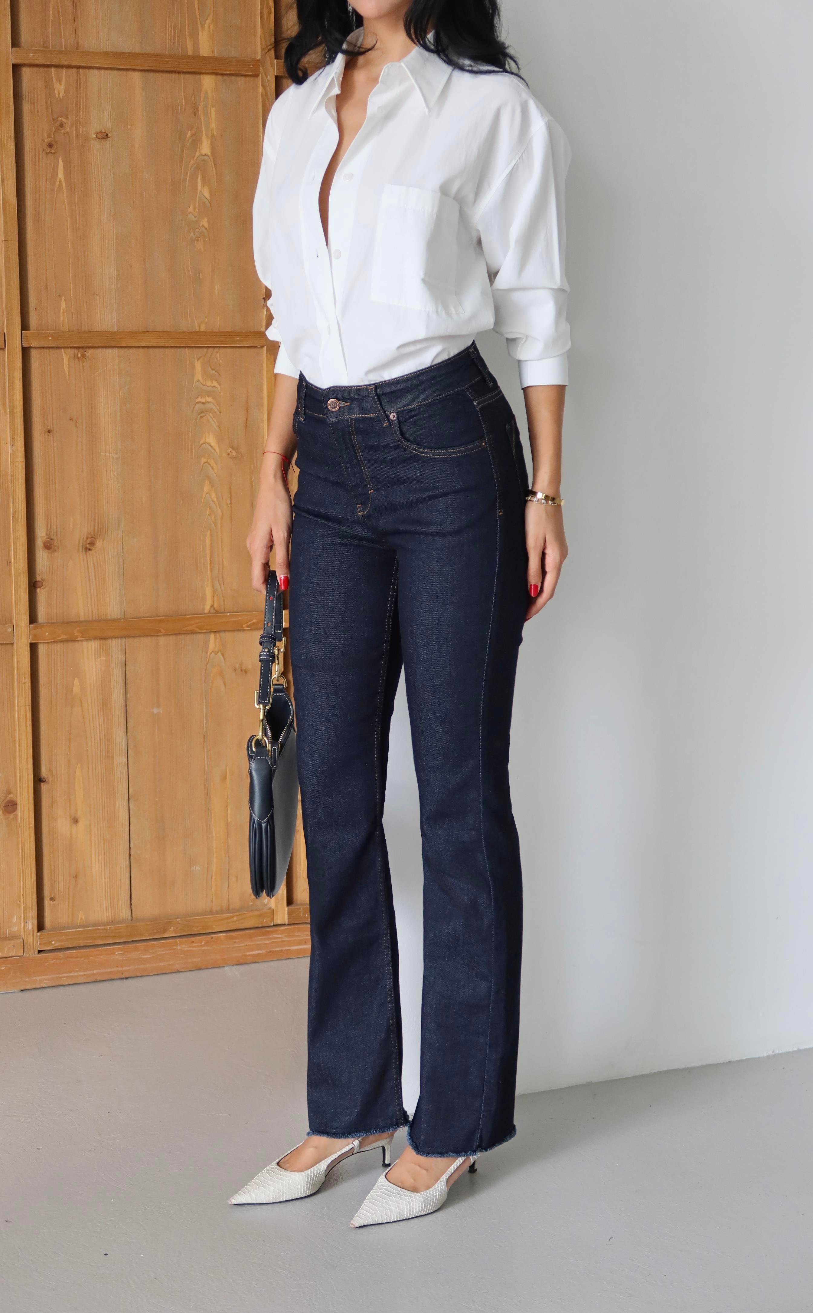 LACARINOYüksek Bel Paça Pis Dikiş Detaylı Ara Beden Rinse Jean Pantolon