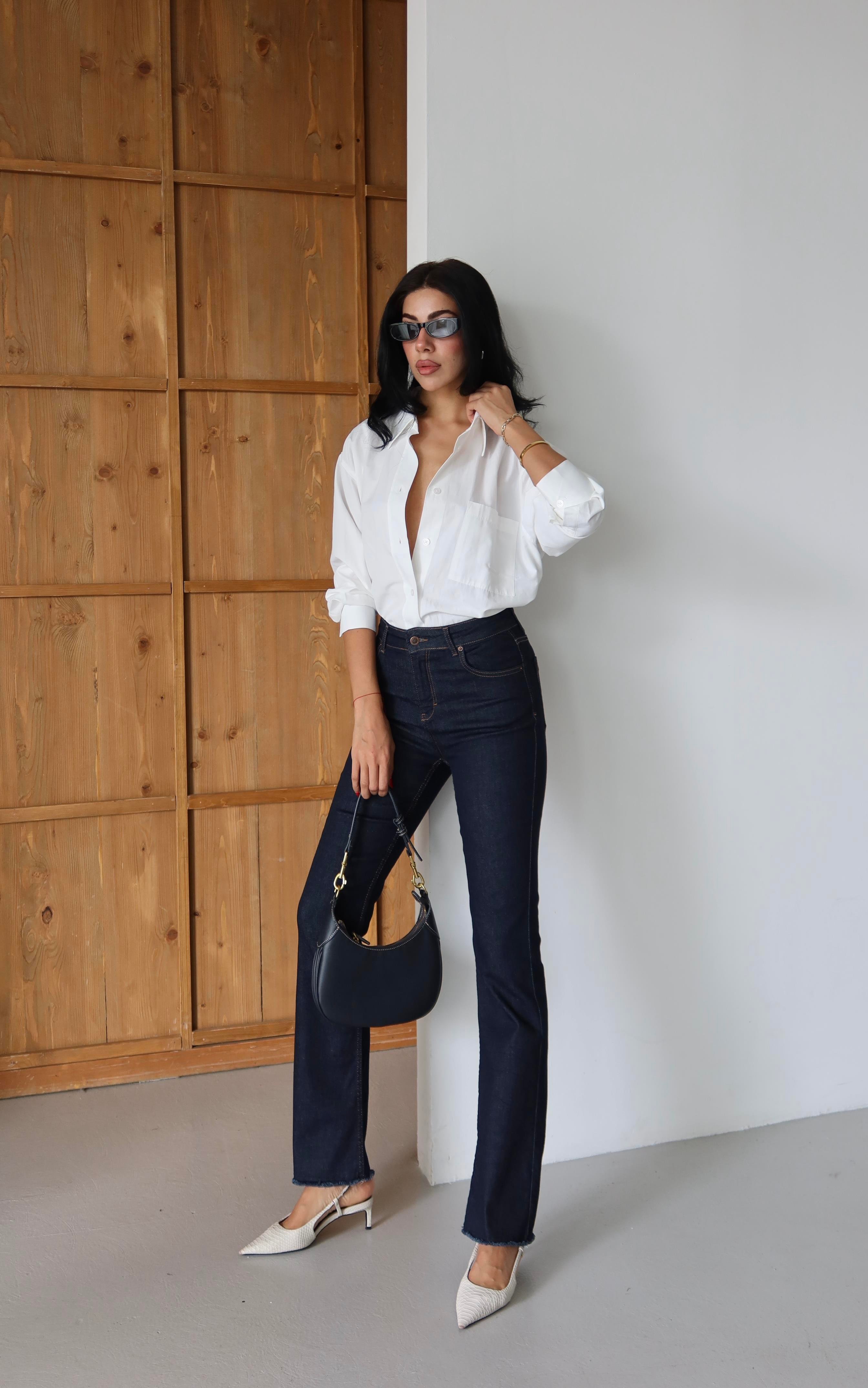 LACARINOYüksek Bel Paça Pis Dikiş Detaylı Ara Beden Rinse Jean Pantolon