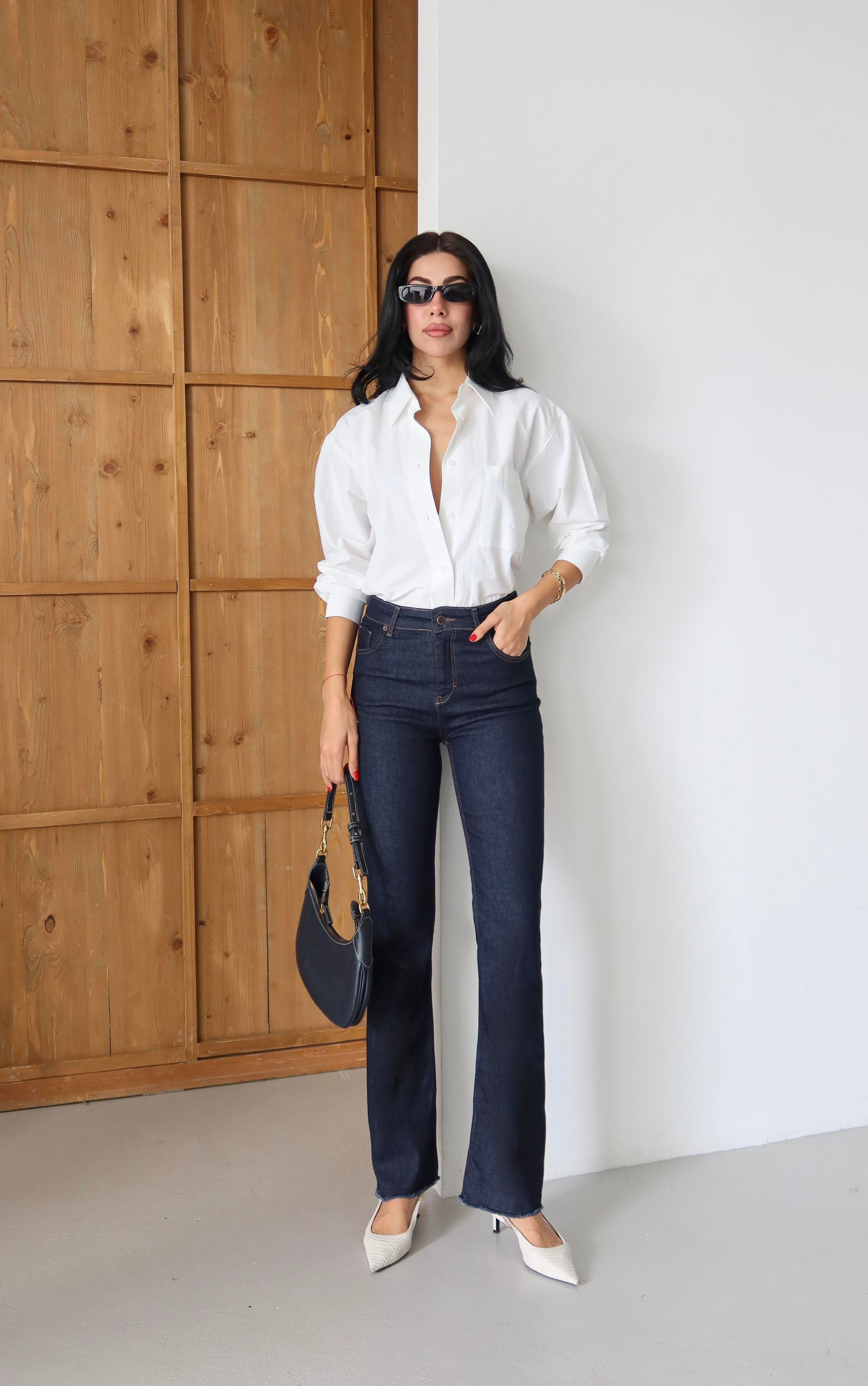 LACARINOYüksek Bel Paça Pis Dikiş Detaylı Ara Beden Rinse Jean Pantolon