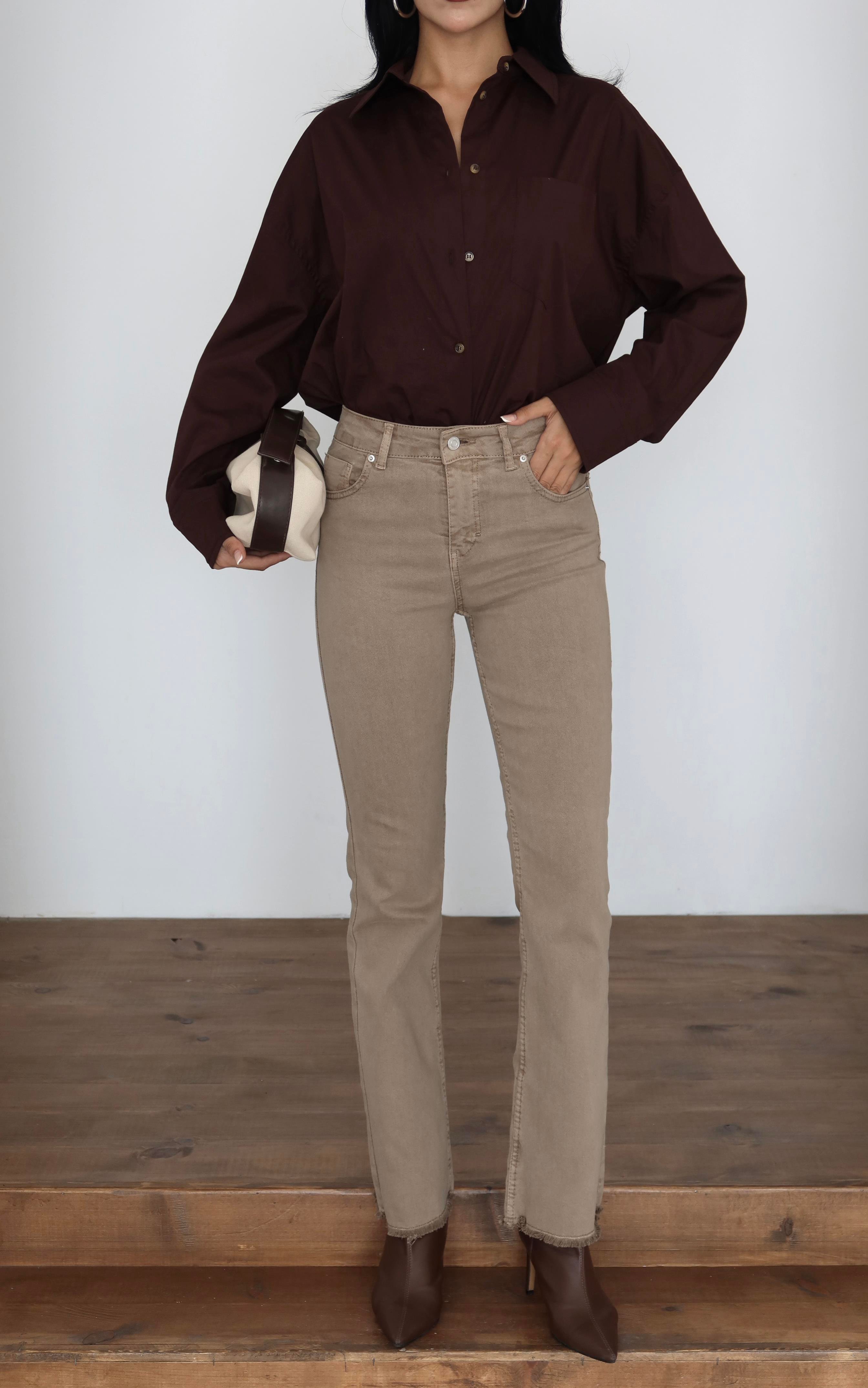 LACARINOYüksek Bel Paça Pis Dikiş Detaylı Vizon Jean Pantolon