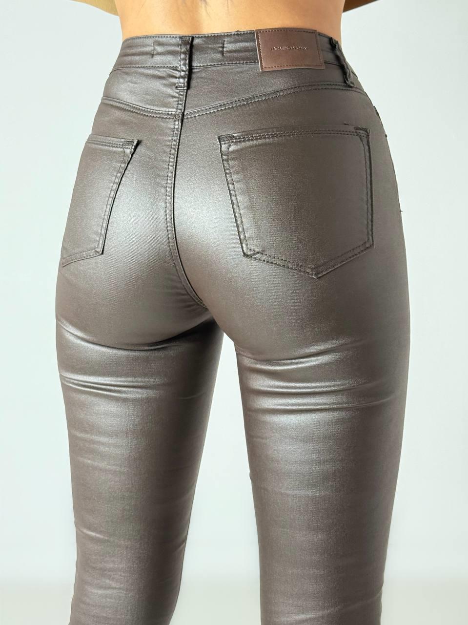 LACARINOBayan Dar Paça Yüksek Bel Kahve Jean Pantolon