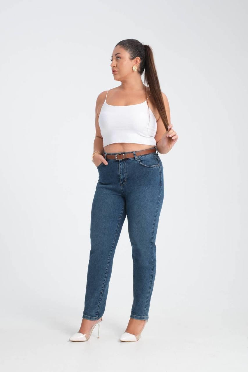 LACARINOYüksek Bel Dar Paça Battal Kesim Dark Blue Jean Pantolon