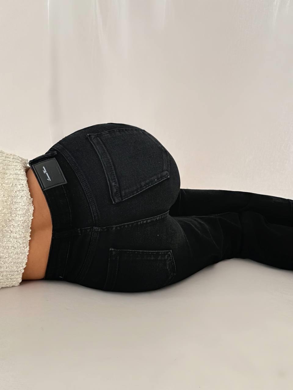 LACARINOYüksek Bel Düz Kesim Black Jean Pantolon