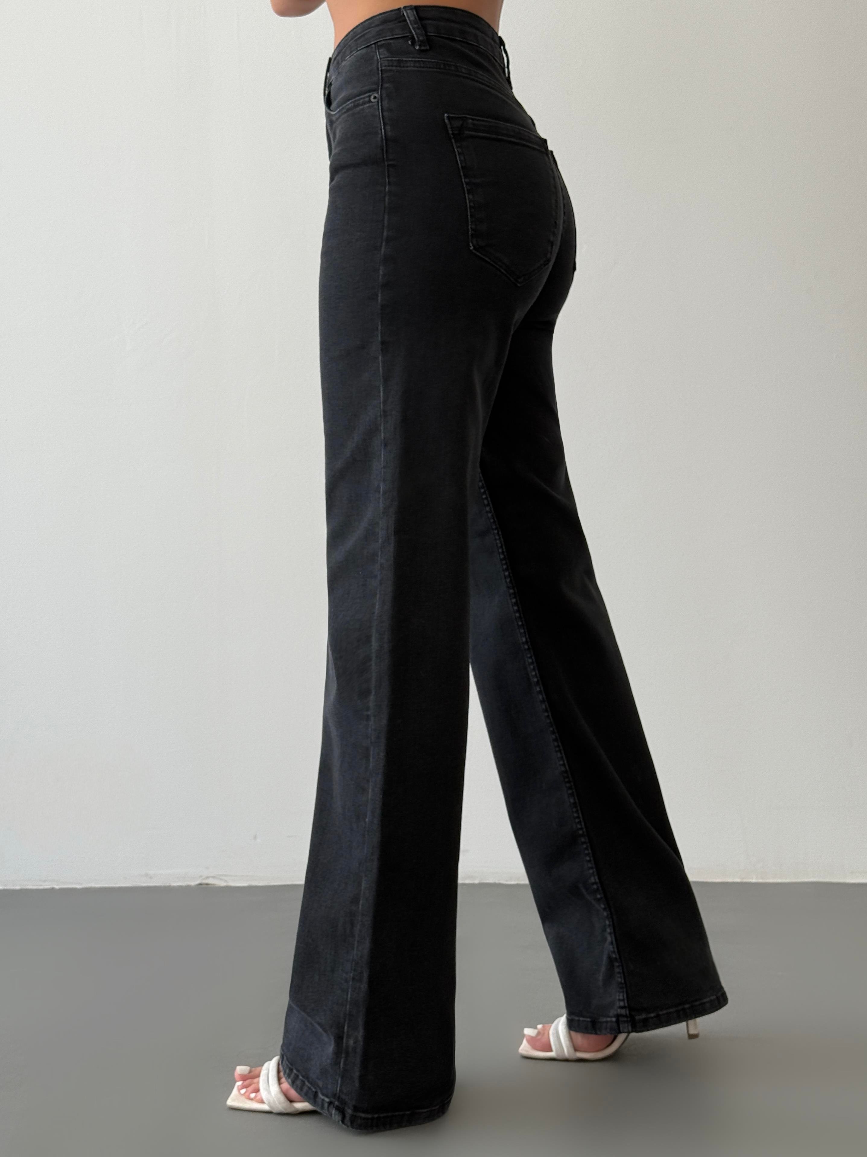 LACARINOYüksek Bel Bol Paça Füme Jean Pantolon
