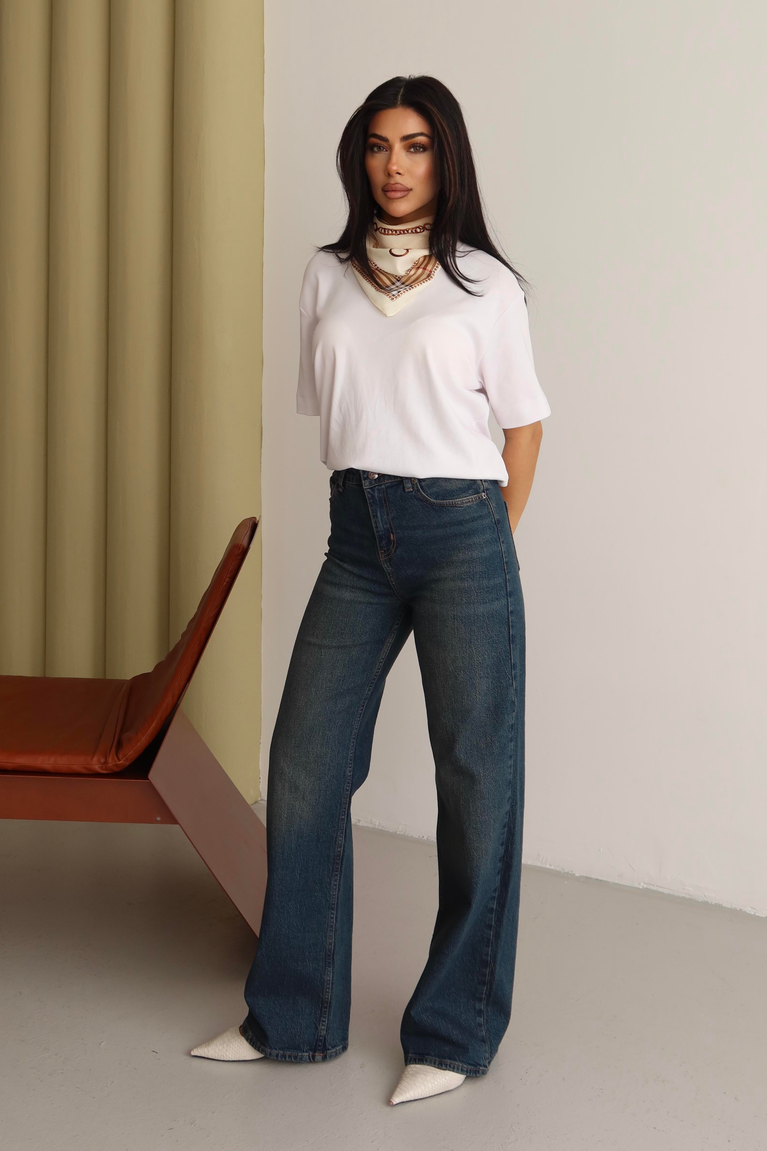 LACARINOYüksek Bel Hafi Bol Kesim Kahve Tint Jean Pantolon