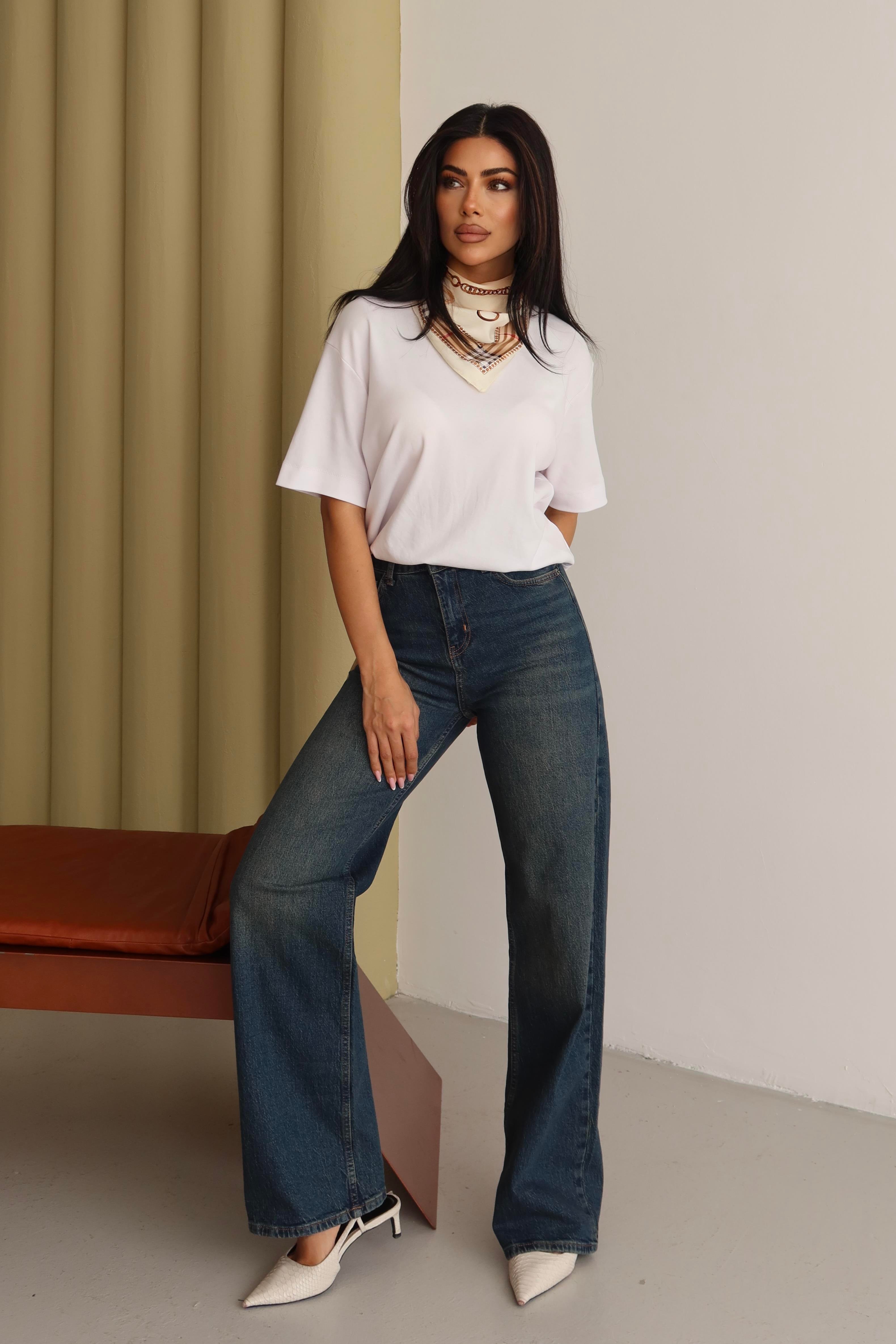 LACARINOYüksek Bel Hafi Bol Kesim Kahve Tint Jean Pantolon