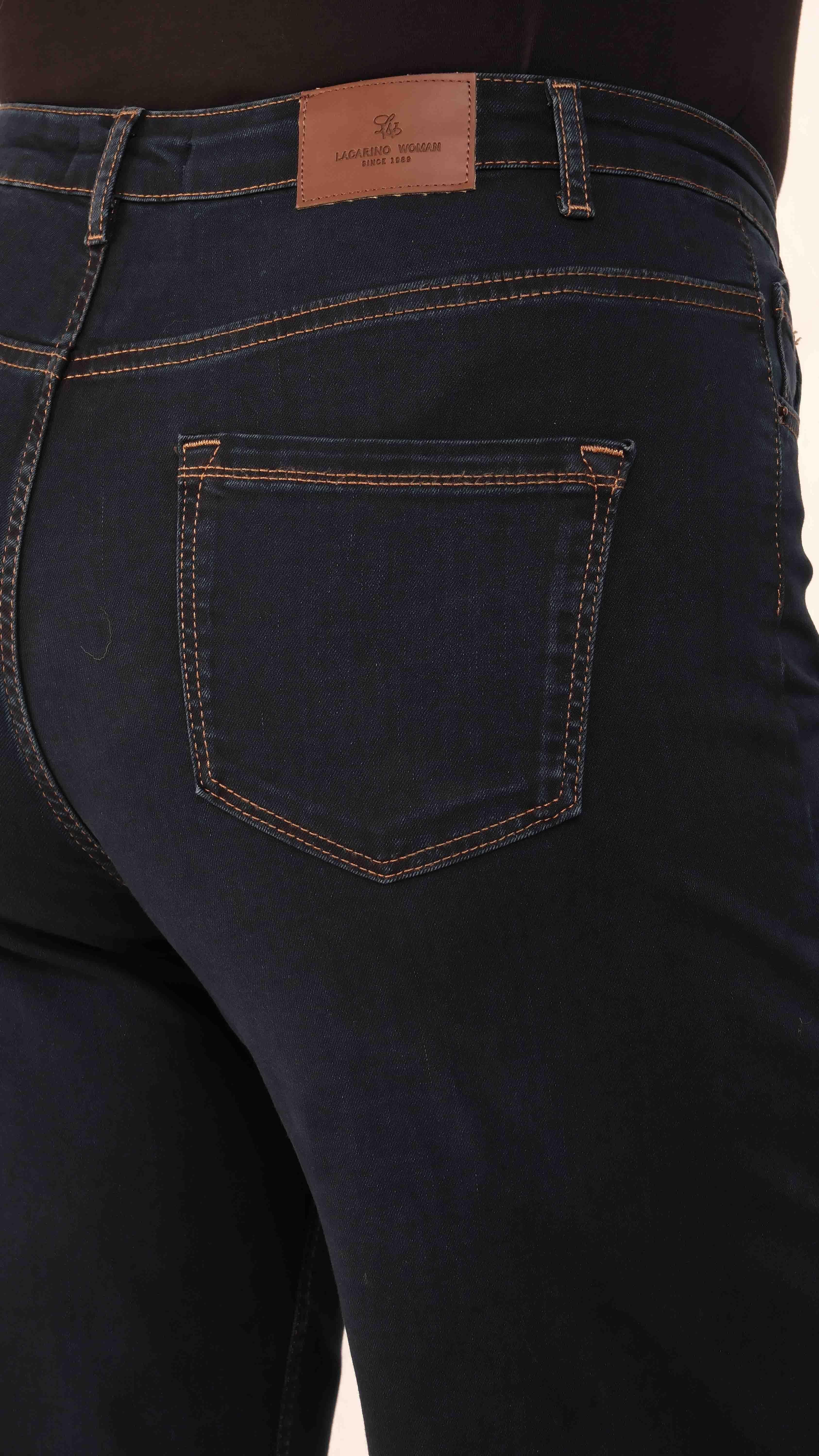 LACARINOYüksek Bel Yarım İspanyol Paça Blue Black Bej İp Jean Pantolon