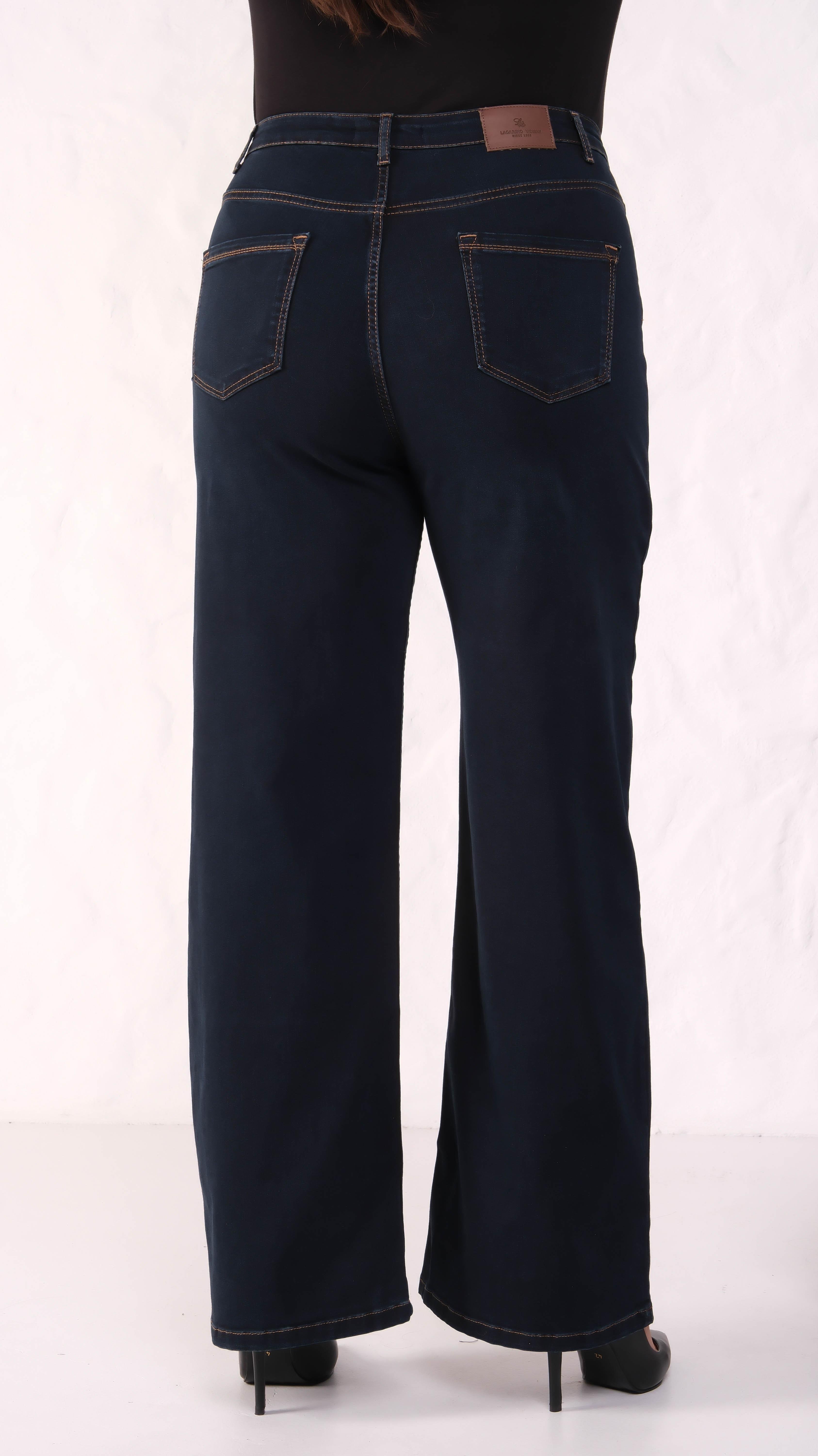 LACARINOYüksek Bel Yarım İspanyol Paça Blue Black Bej İp Jean Pantolon