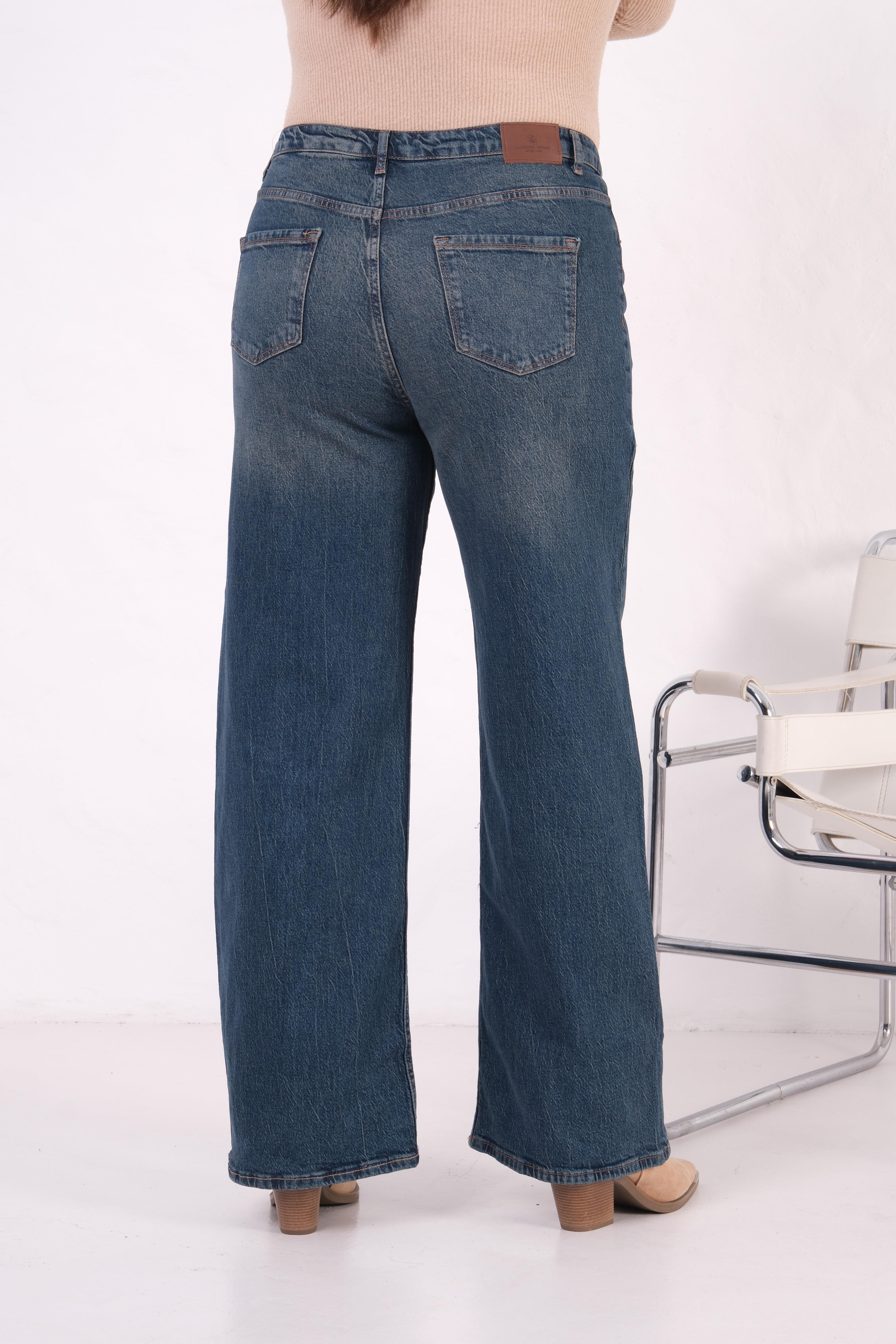 LACARINOYüksek Bel Battal Kesim İspanyol Paça Kahve Tint Jean Pantolon