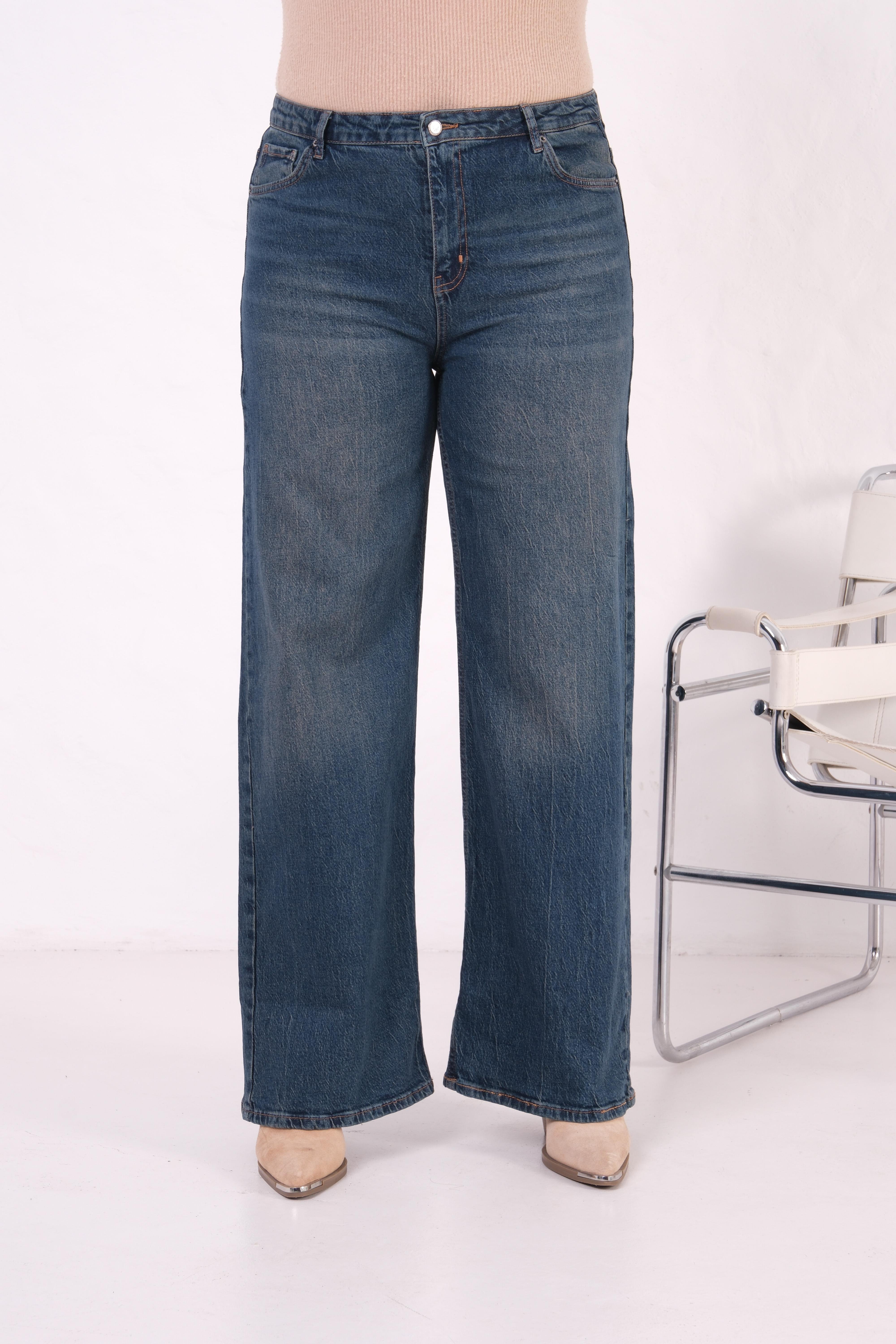 LACARINOYüksek Bel Battal Kesim İspanyol Paça Kahve Tint Jean Pantolon