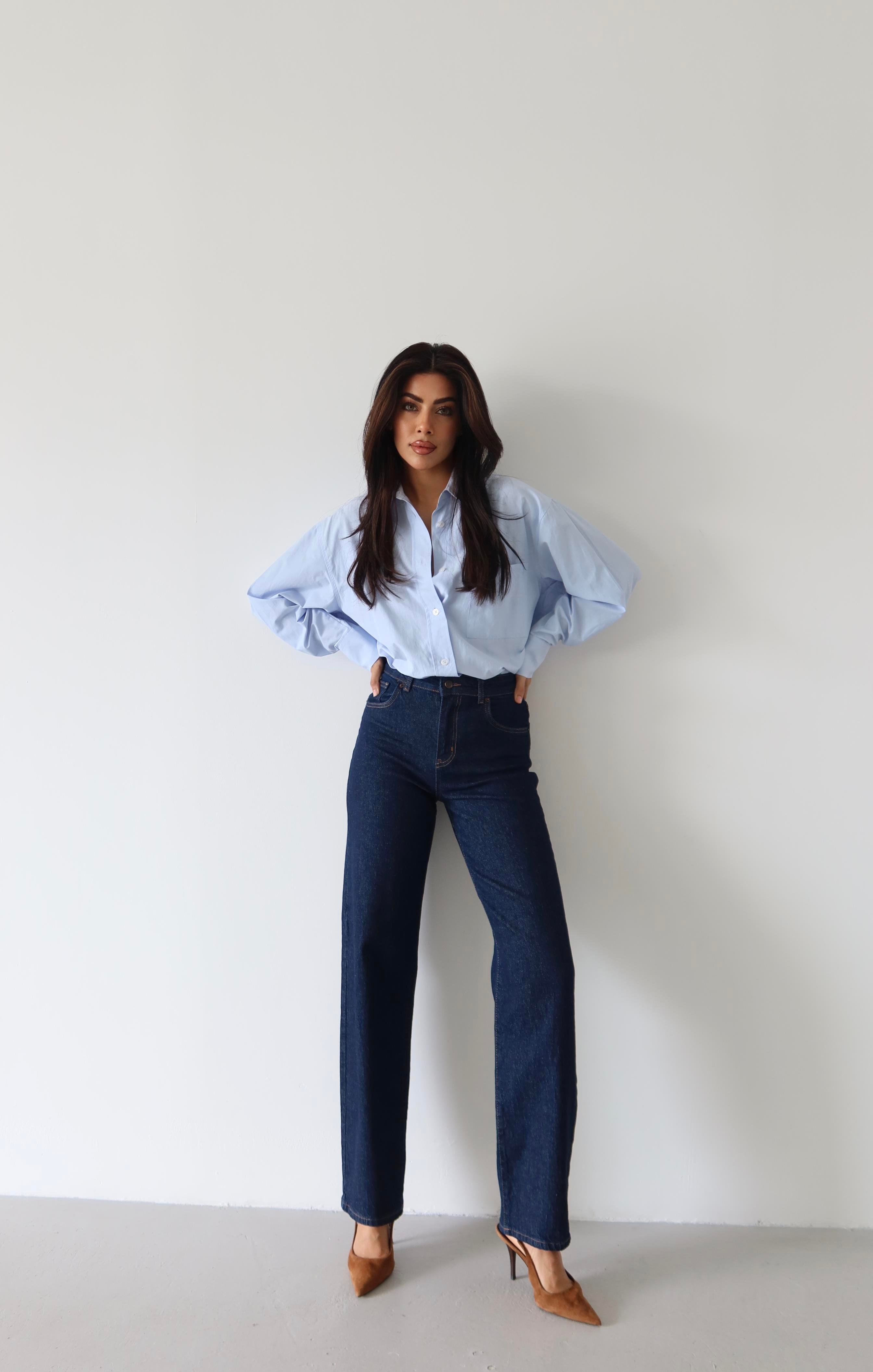 LACARINOYüksek Bel Yarım Balon Kalıp Rinse Jean Pantolon